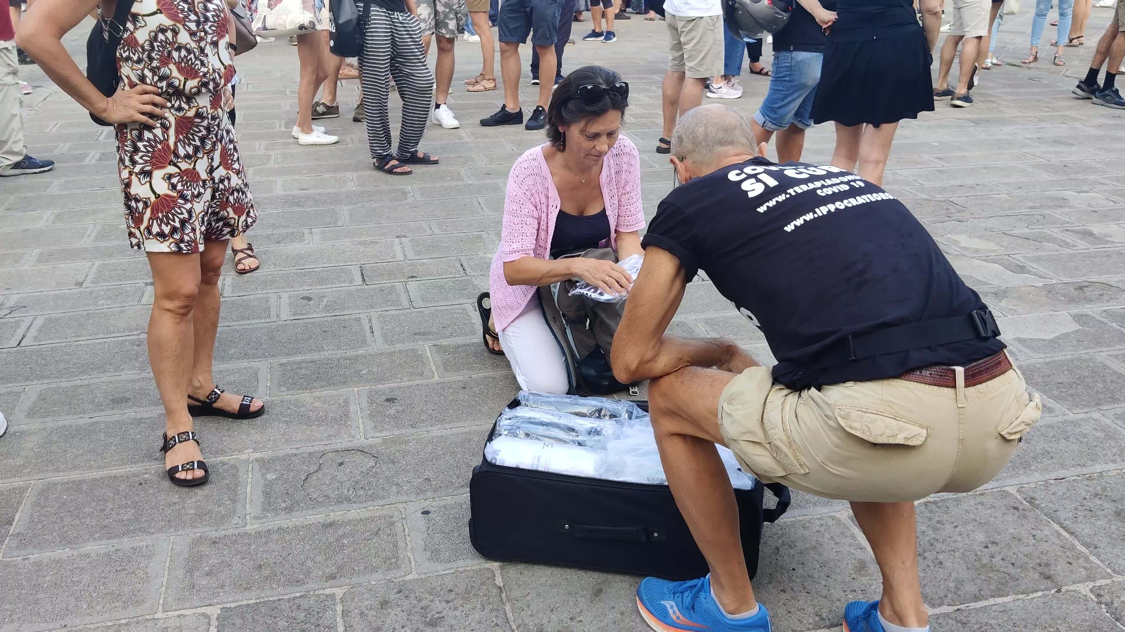 Demonstration against the "Green Pass" after it was introduces in Italy