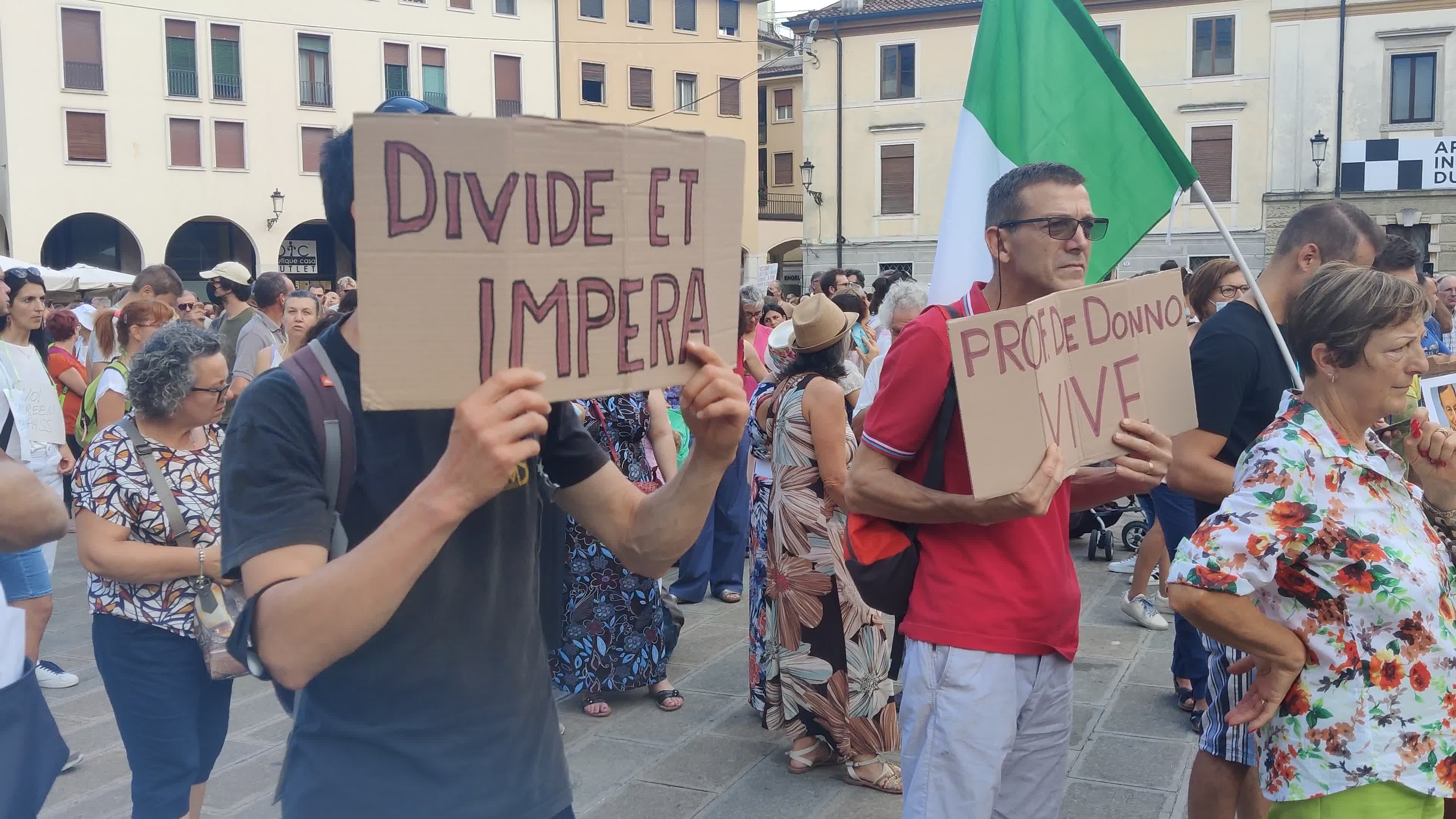 Demonstration against the "Green Pass" after it was introduces in Italy