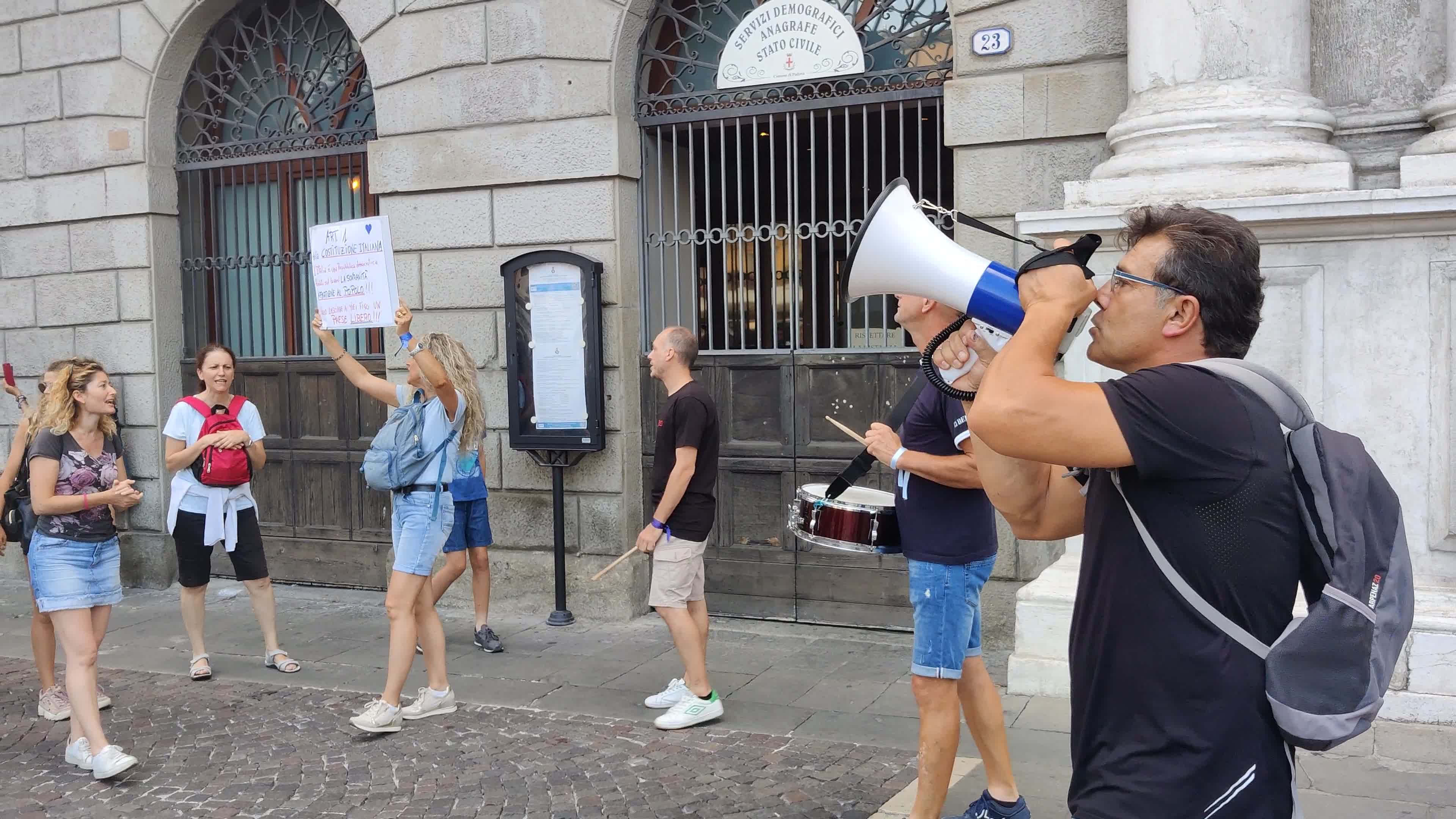 Demonstration against the "Green Pass" after it was introduces in Italy