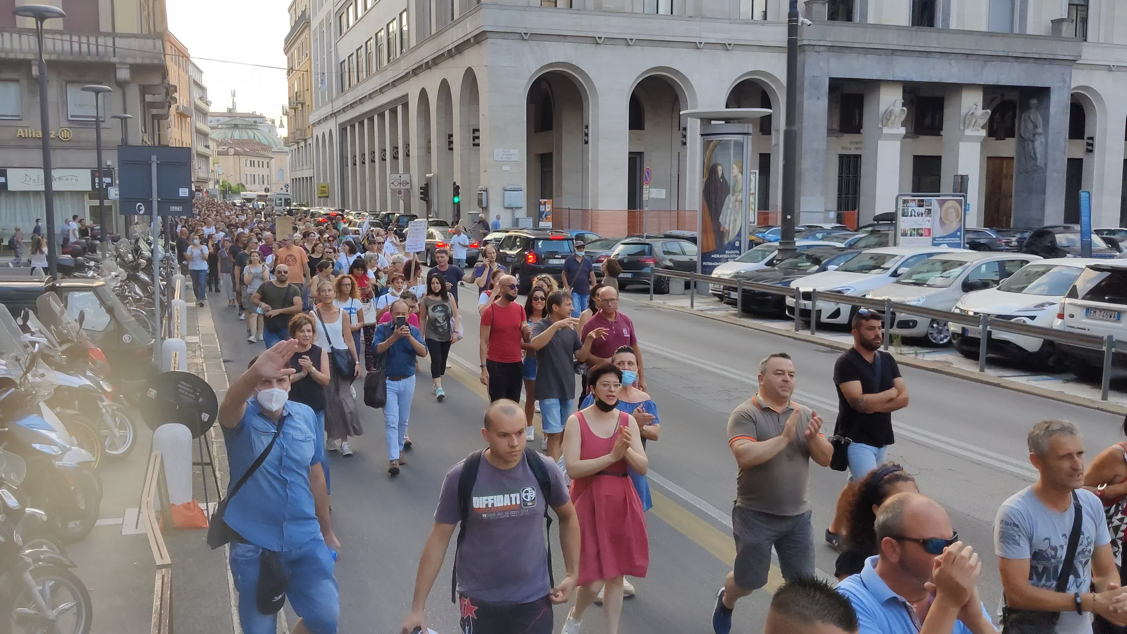 Demonstration against the "Green Pass" after it was introduces in Italy