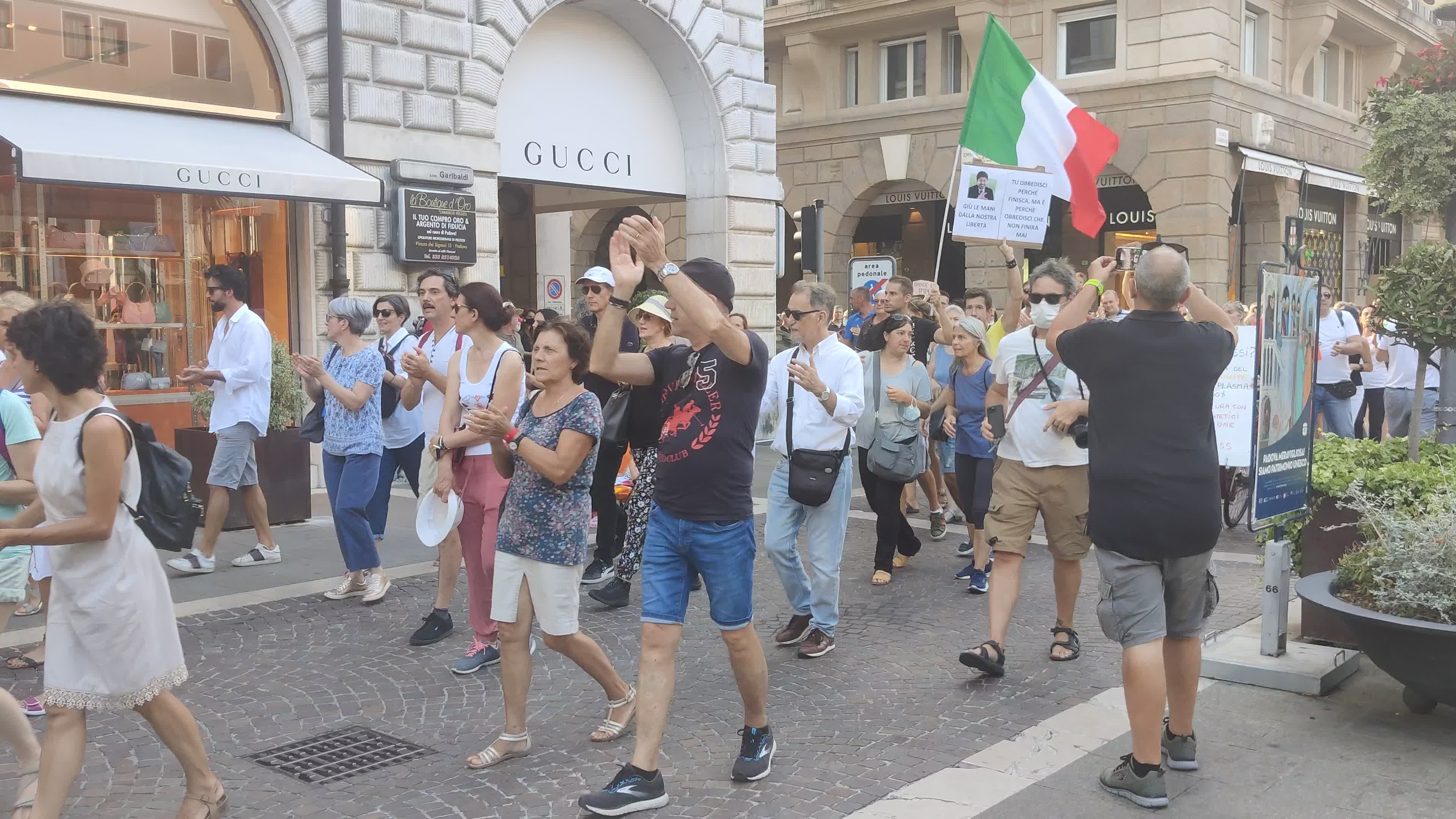 Demonstration against the "Green Pass" after it was introduces in Italy