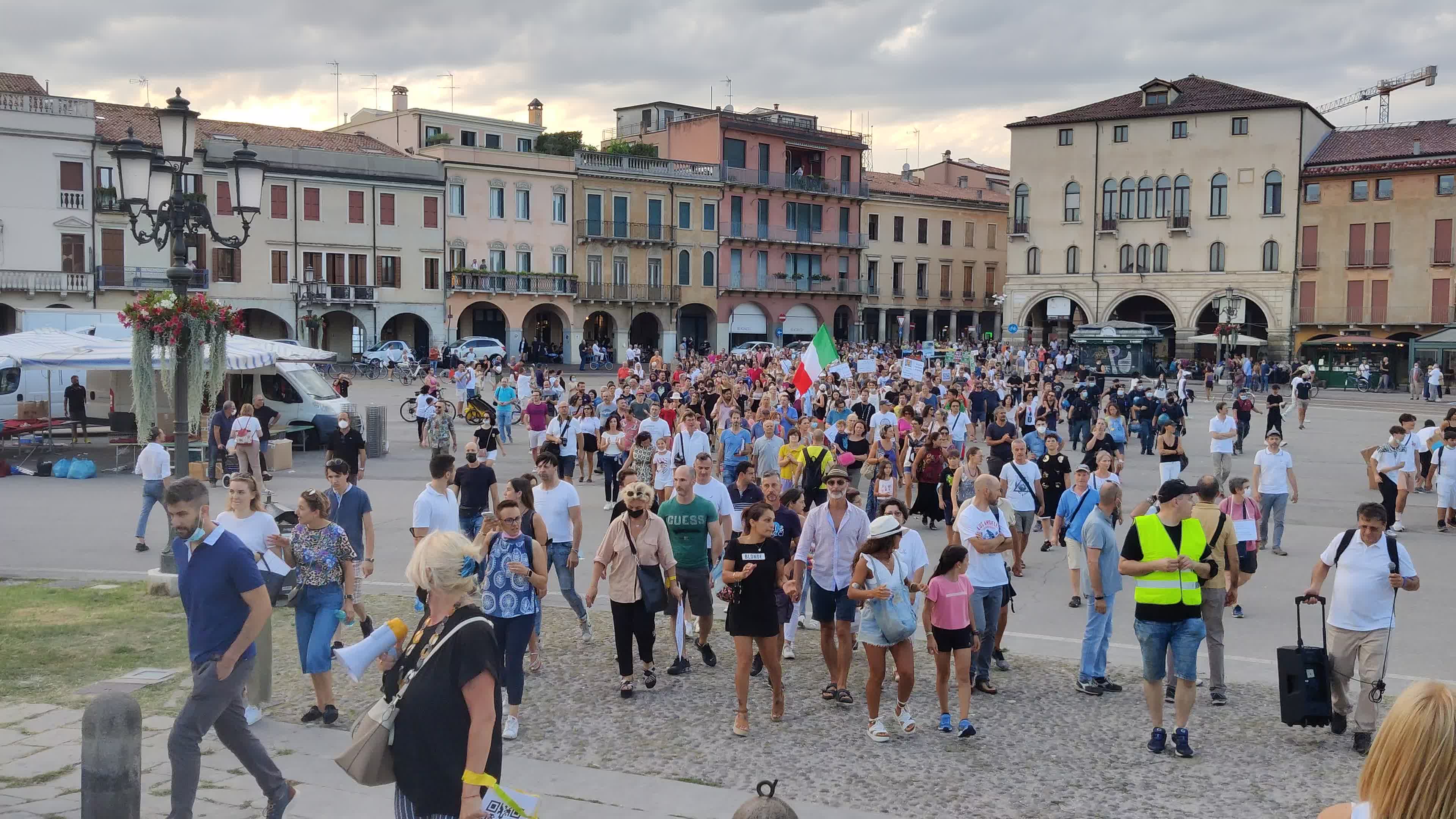 Demonstration against the "Green Pass" after it was introduces in Italy