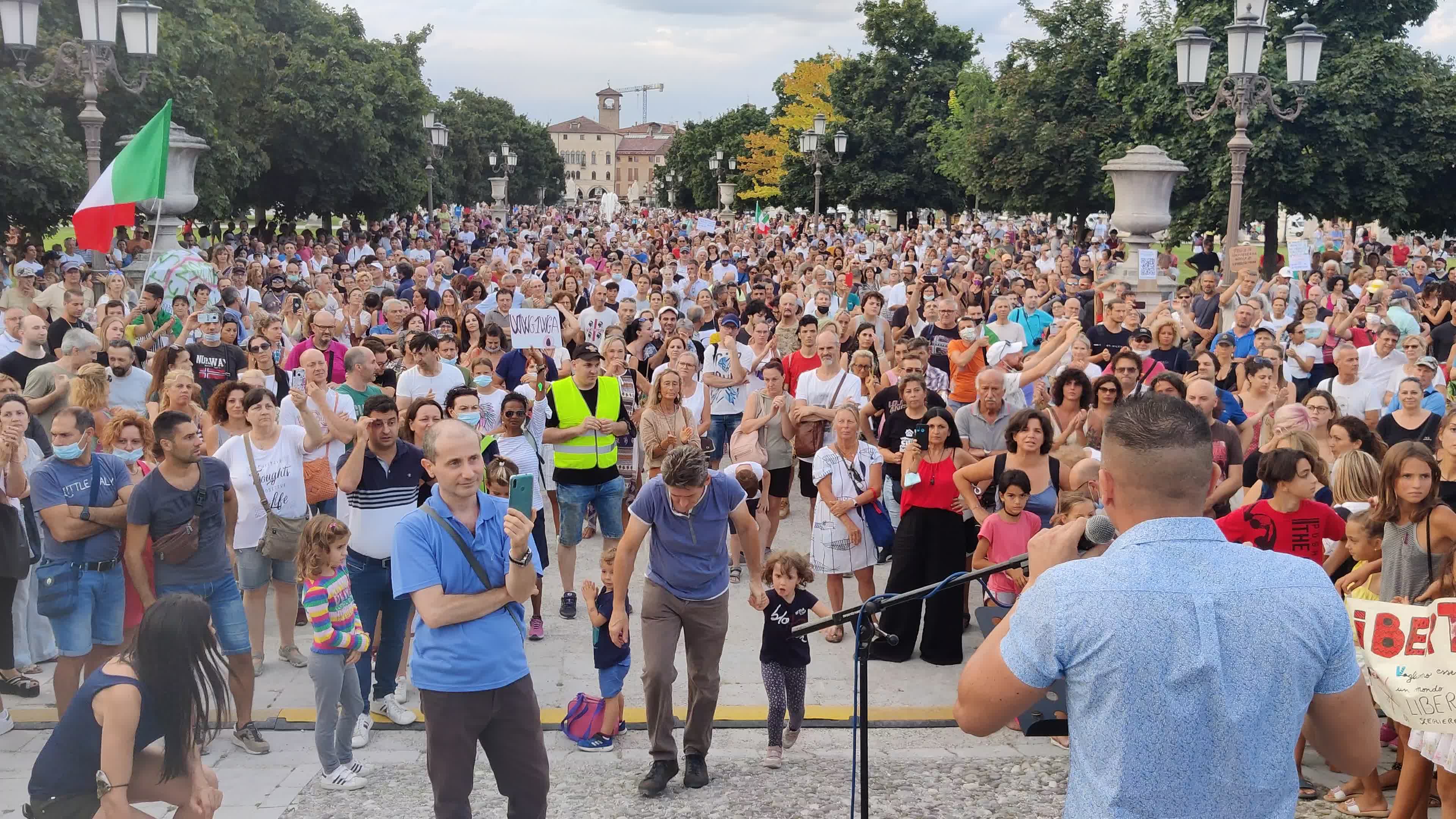 Demonstration against the "Green Pass" after it was introduces in Italy