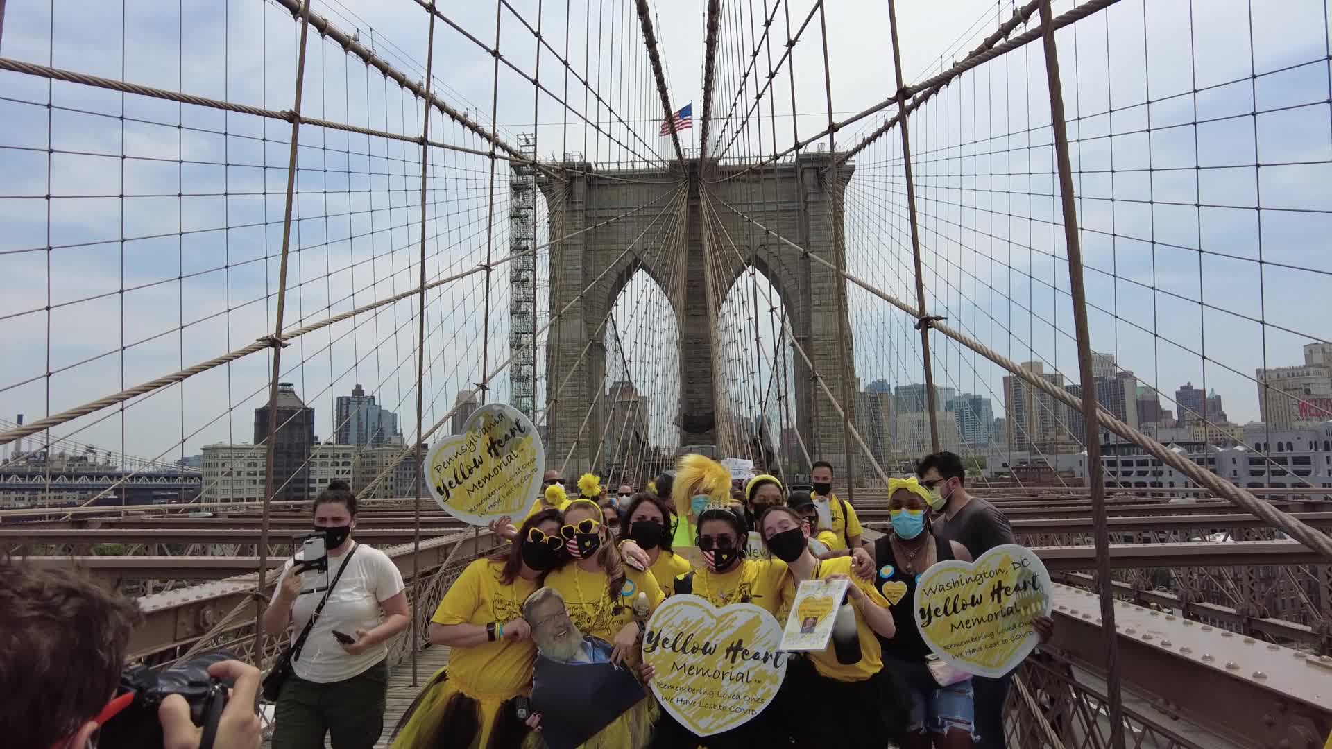 NY Covid March To Remember Across The Brooklyn Bridge in New York City