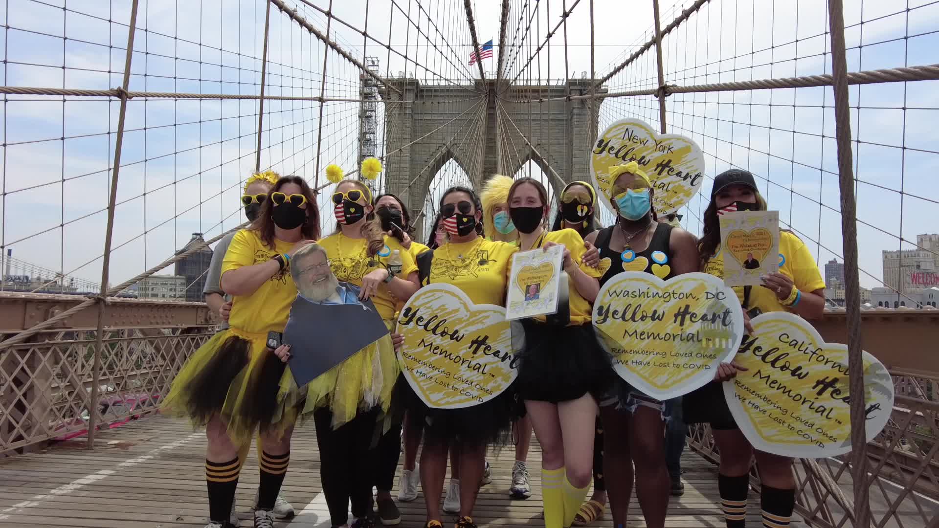 NY Covid March To Remember Across The Brooklyn Bridge in New York City