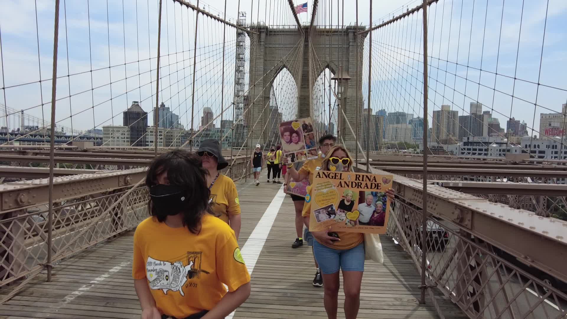 NY Covid March To Remember Across The Brooklyn Bridge in New York City