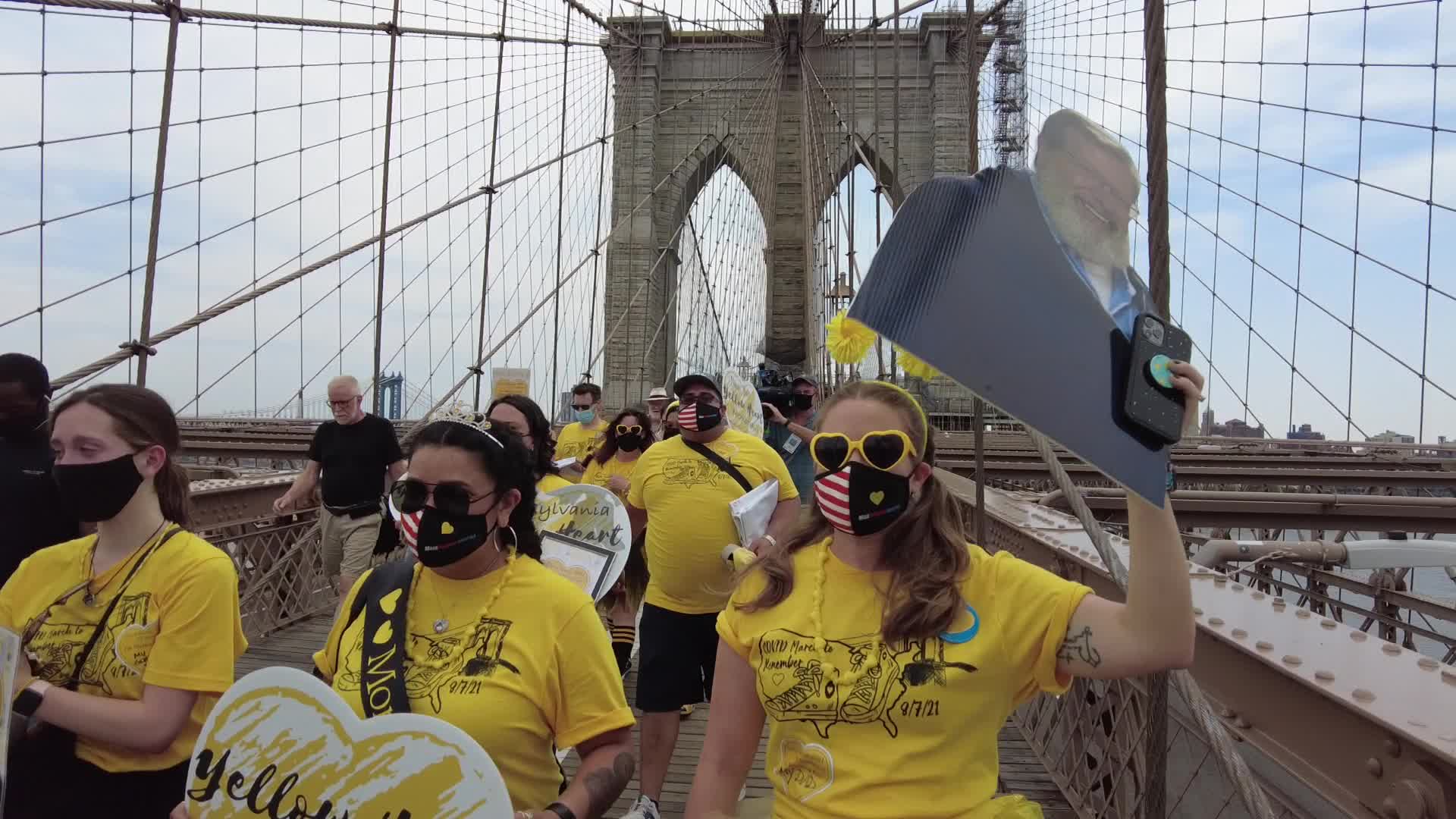 NY Covid March To Remember Across The Brooklyn Bridge in New York City