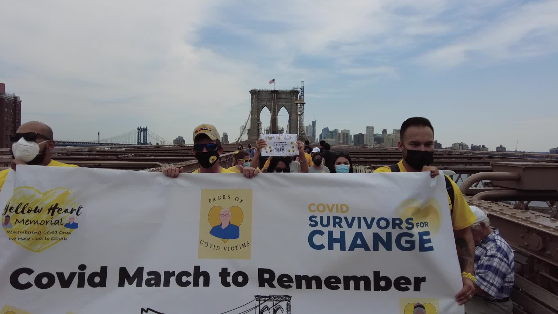 NY Covid March To Remember Across The Brooklyn Bridge in New York City