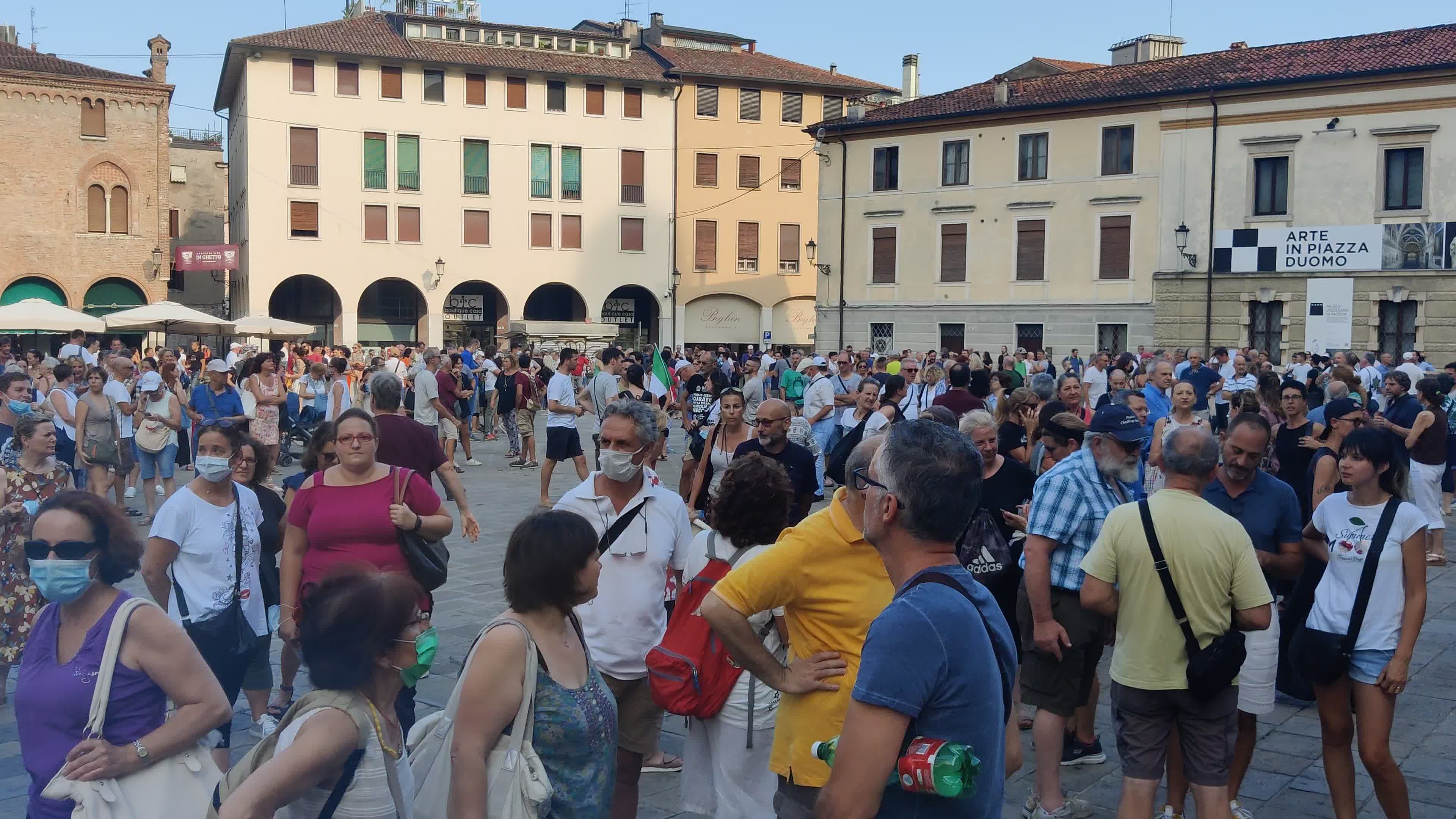 Demonstration against the "Green Pass" after it was introduces in Italy