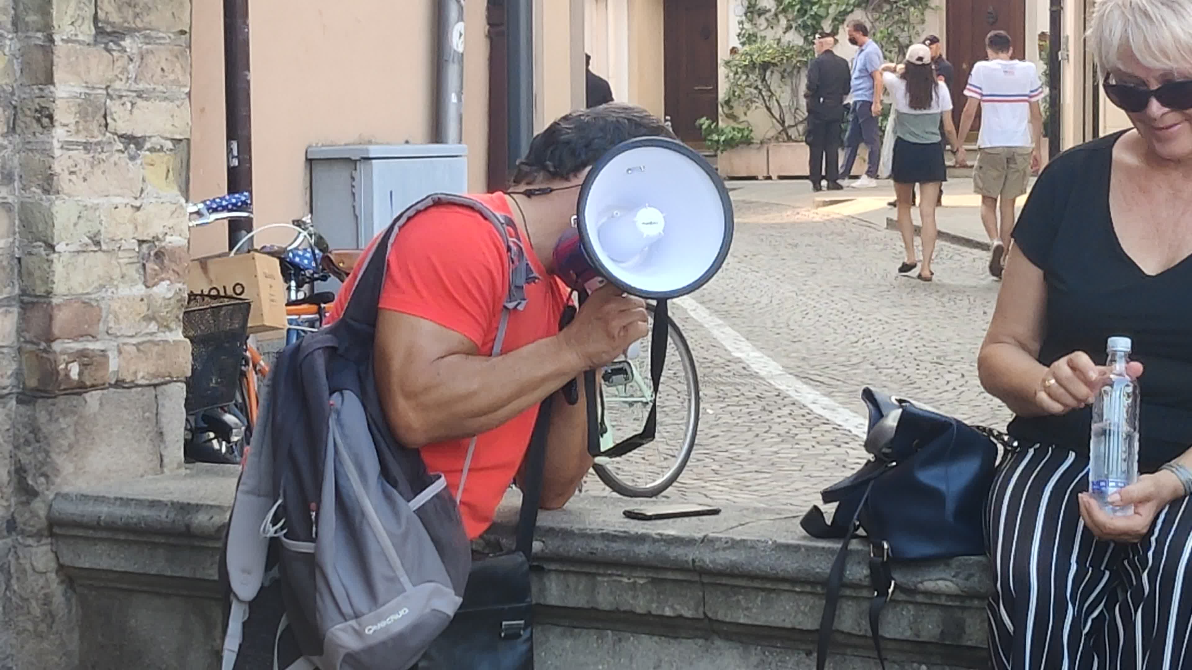 Demonstration against the "Green Pass" after it was introduces in Italy