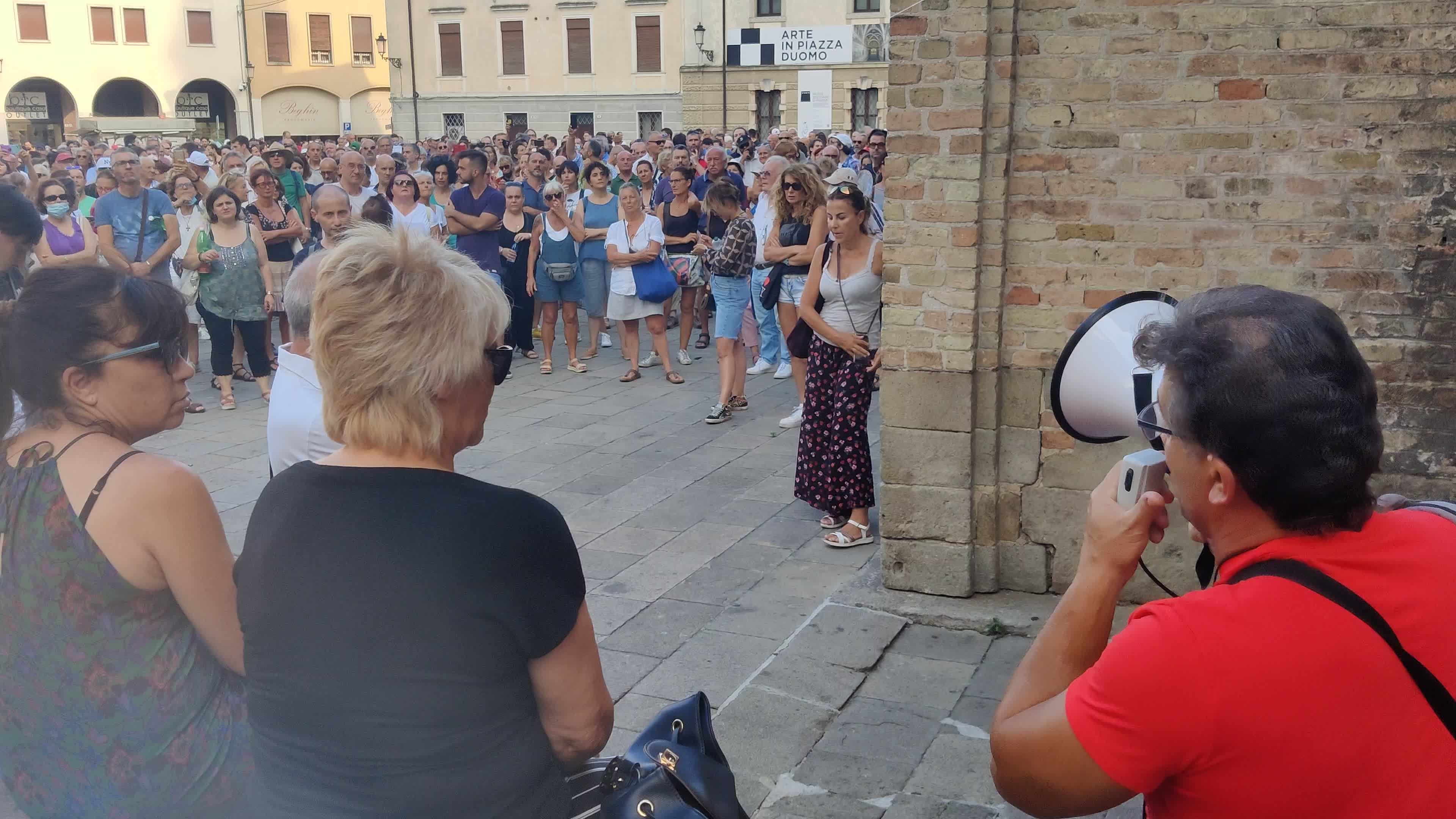 Demonstration against the "Green Pass" after it was introduces in Italy
