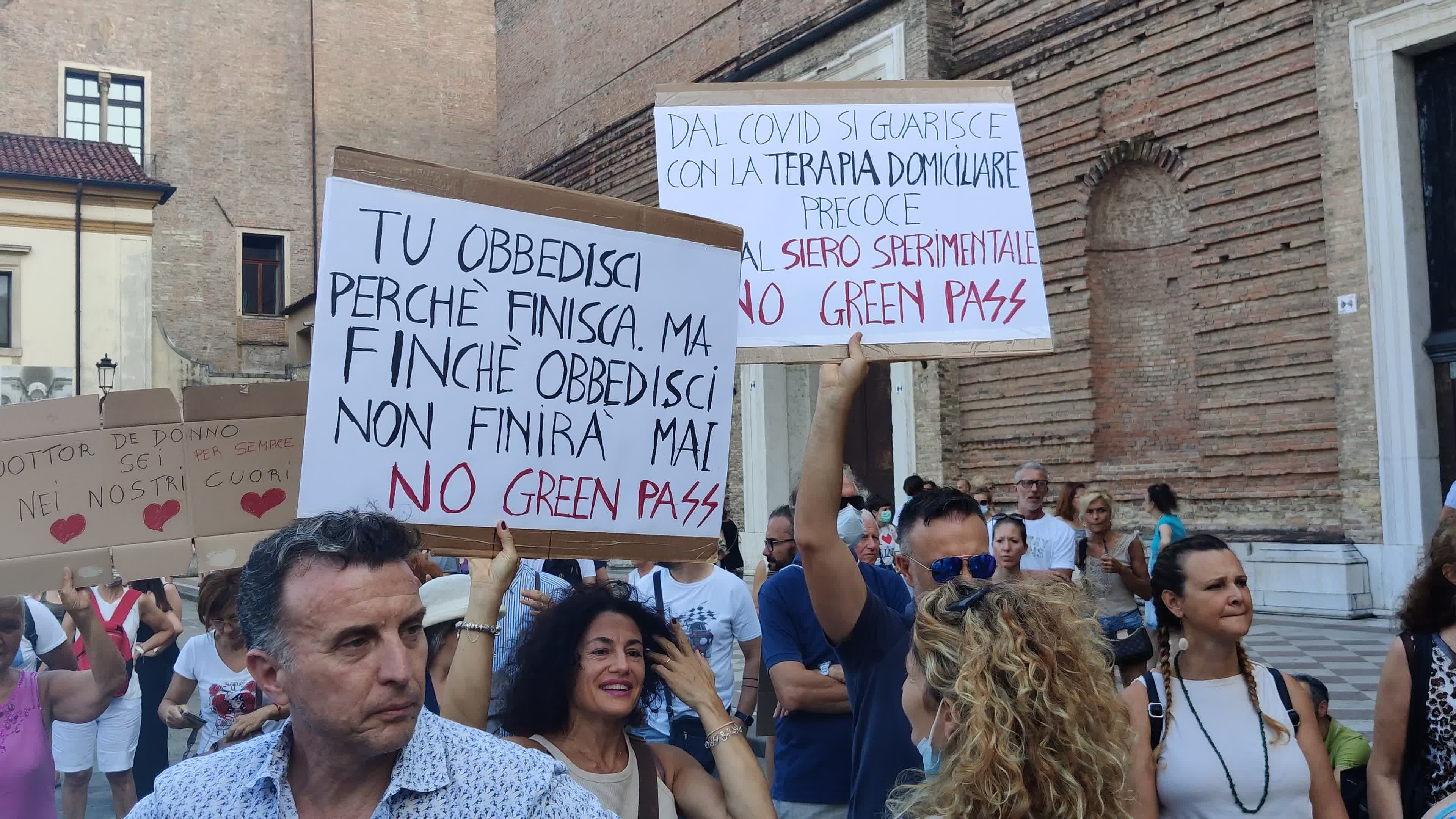 Demonstration against the "Green Pass" after it was introduces in Italy