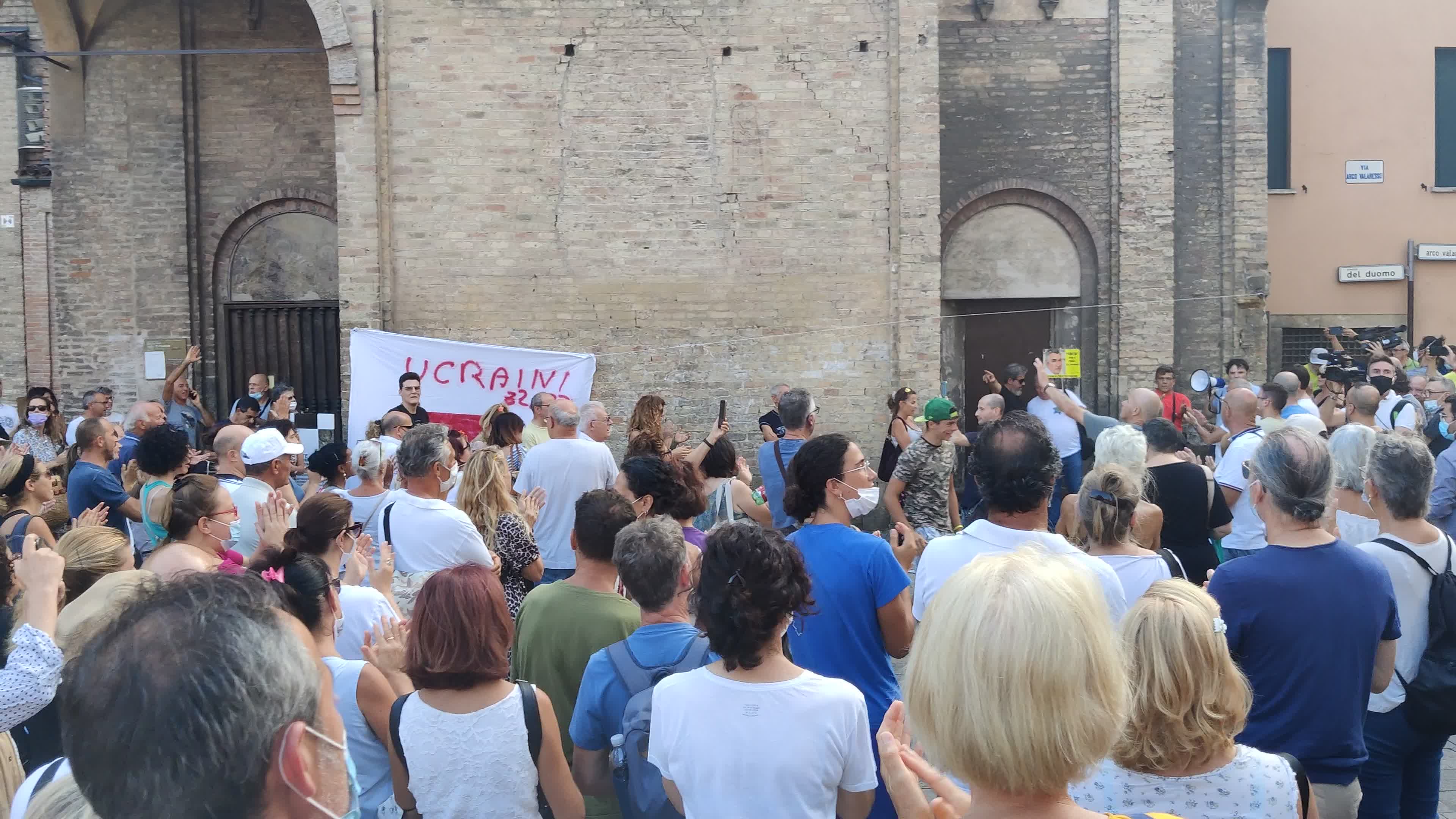 Demonstration against the "Green Pass" after it was introduces in Italy