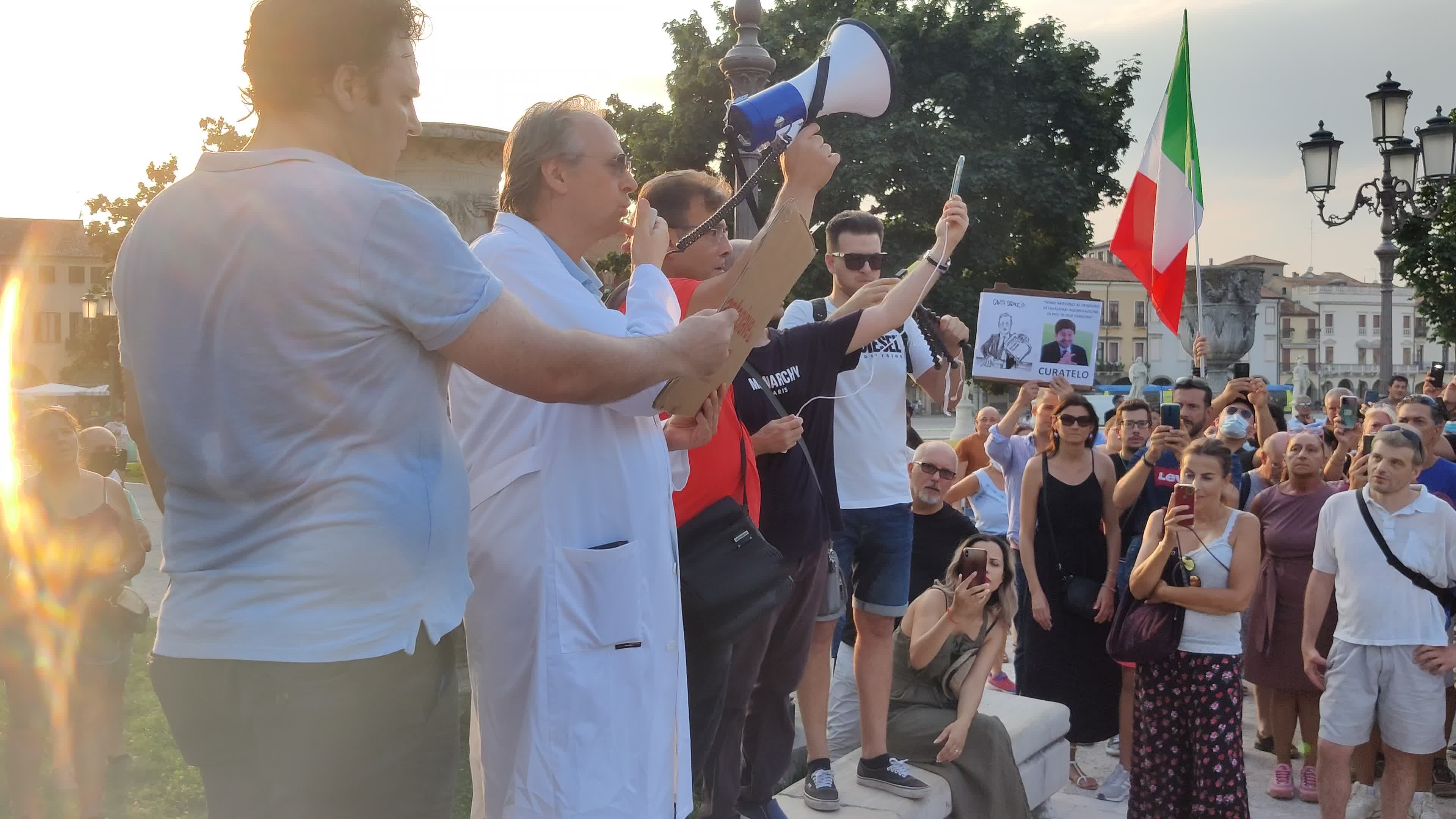 Demonstration against the "Green Pass" after it was introduces in Italy