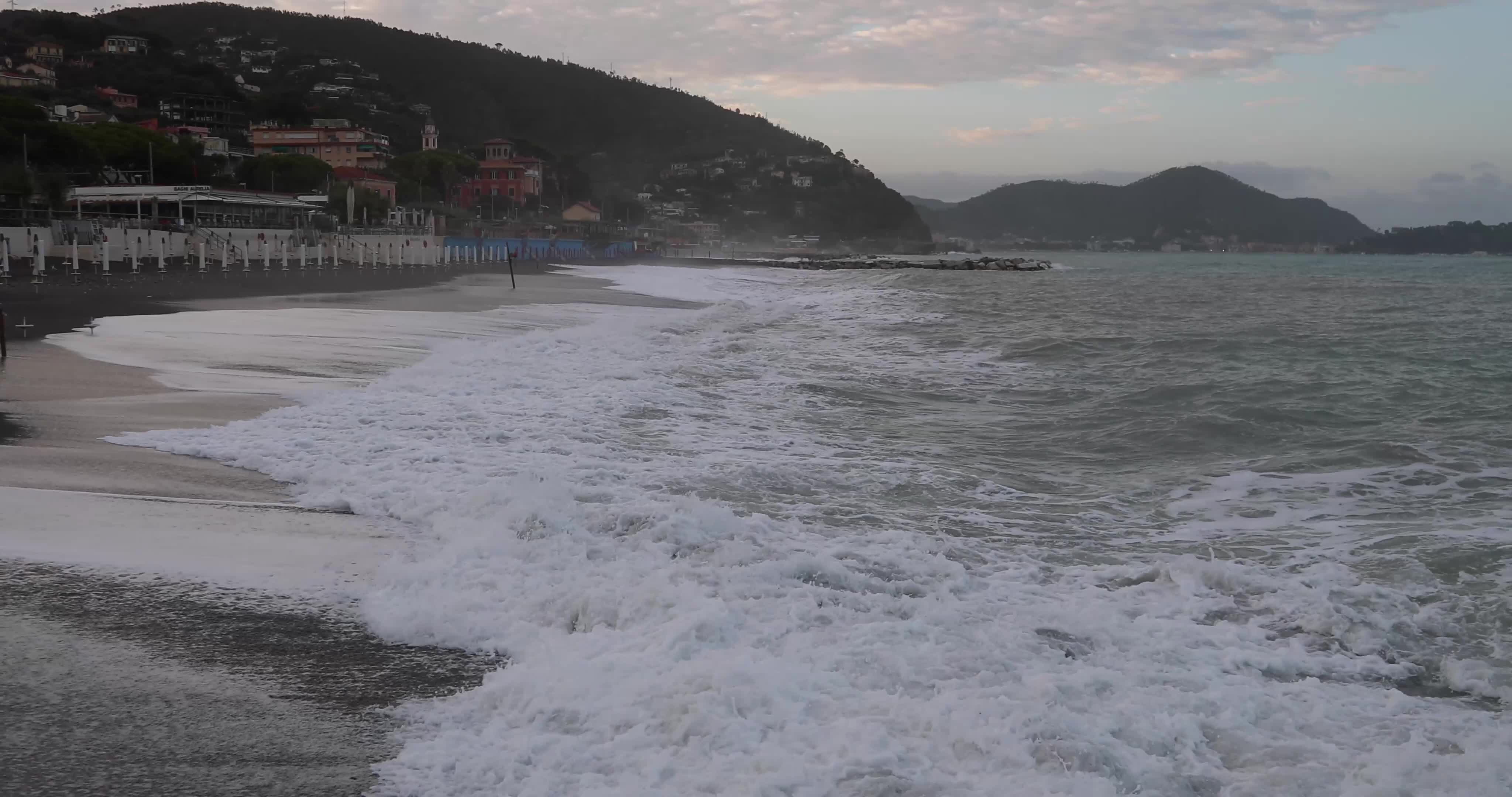 High Waves at the Mediterranean Sea in Italy