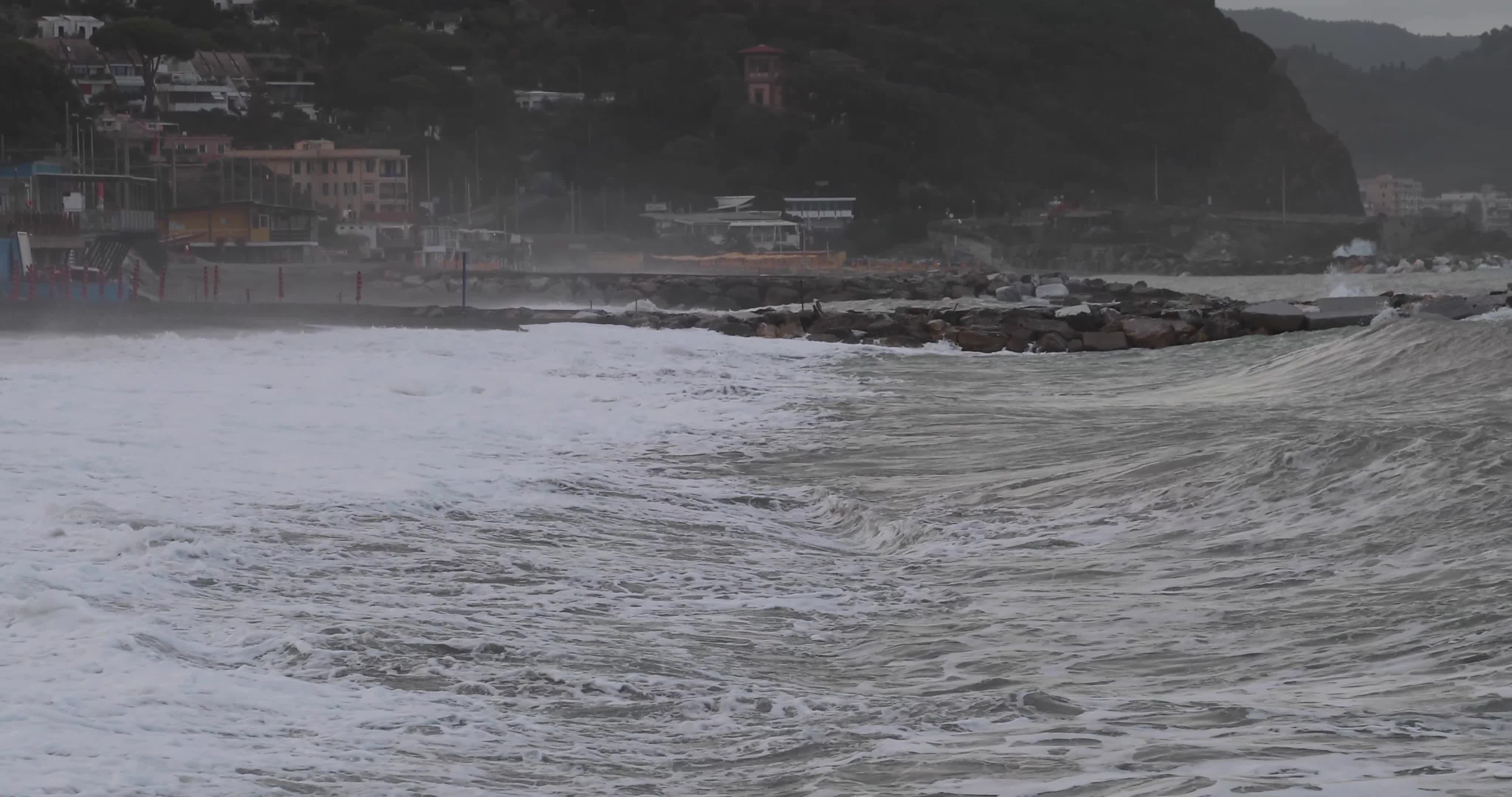 High Waves at the Mediterranean Sea in Italy