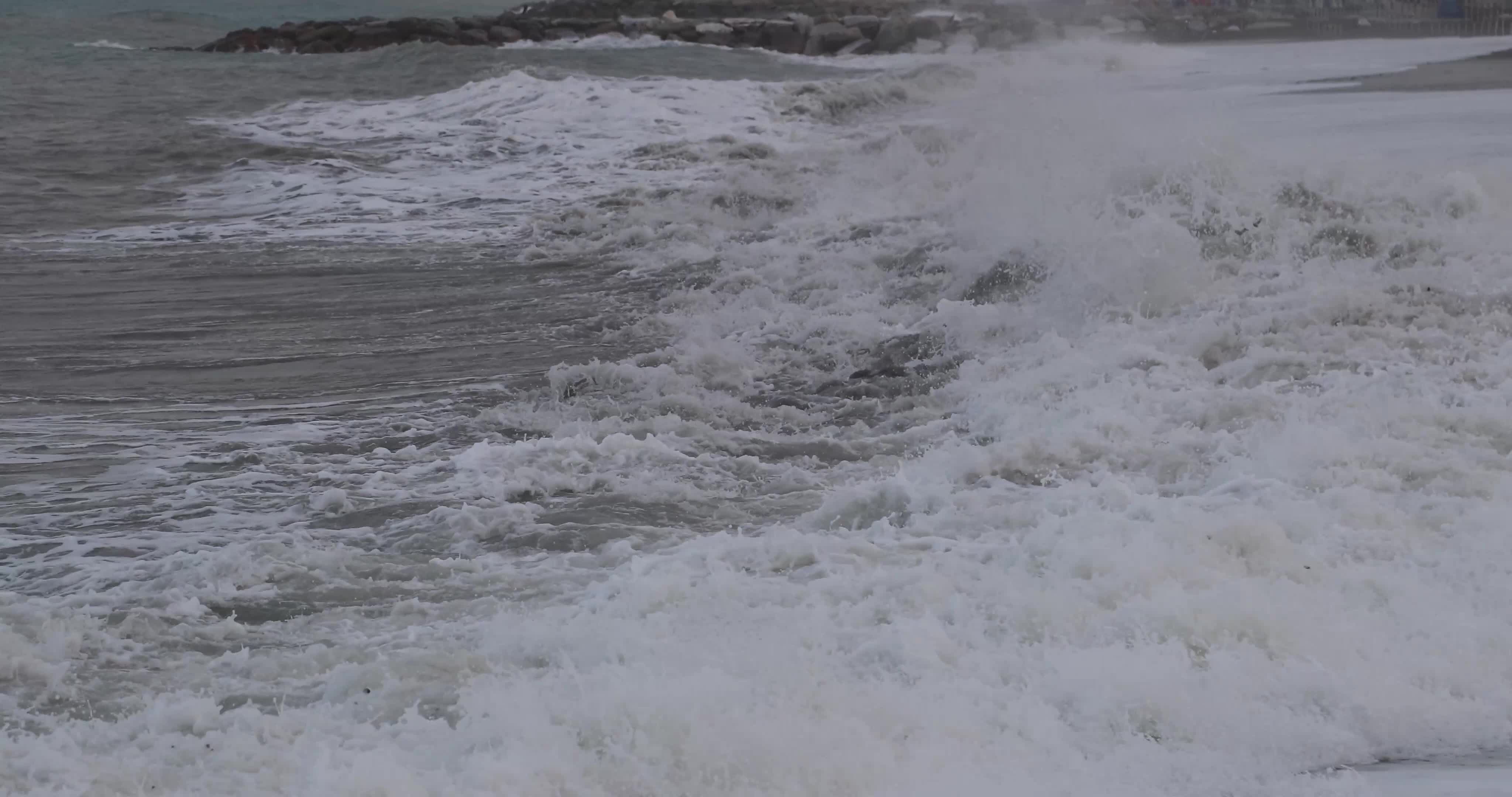High Waves at the Mediterranean Sea in Italy