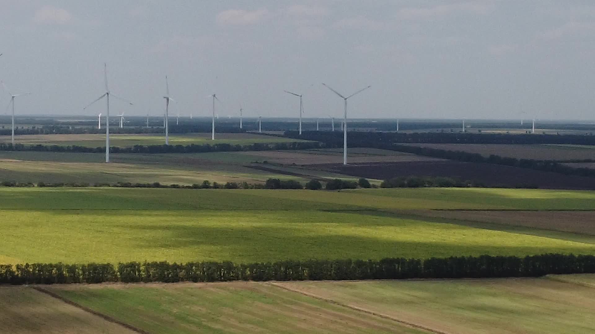 Wind farms near Black sea shore in Bulgaria