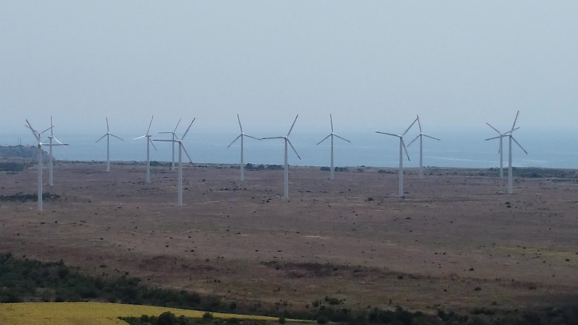 Wind farms near Black sea shore in Bulgaria