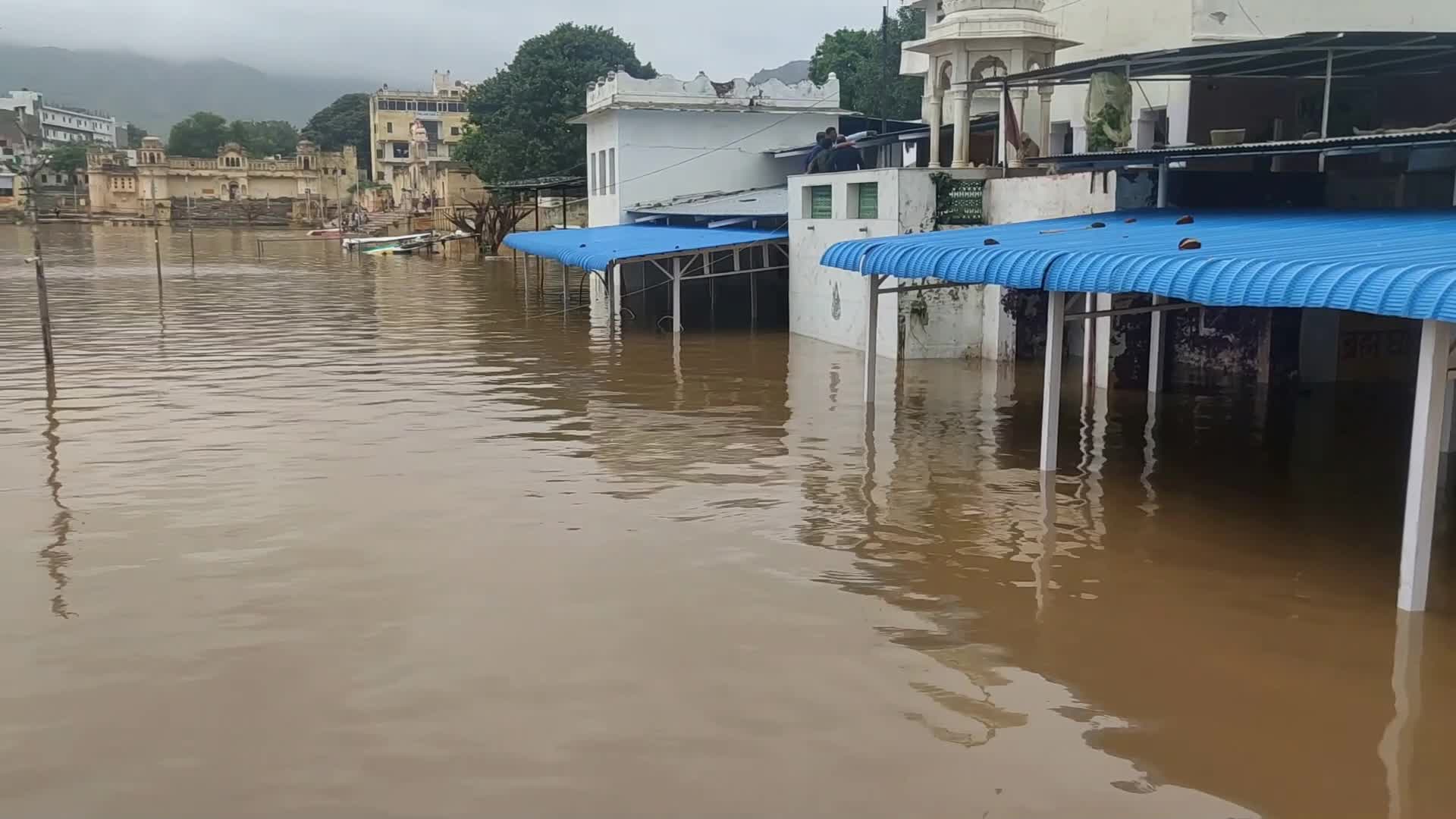 Holy Pushkar lake after the Heavy Monsoon rain in Pushkar