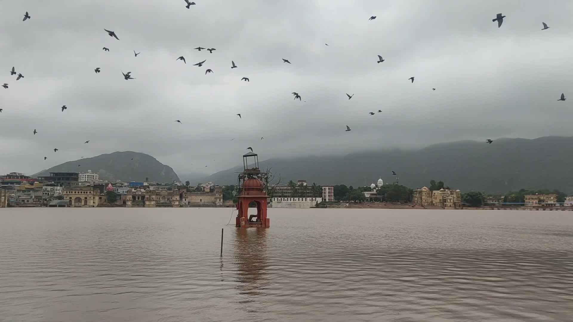 Holy Pushkar lake after the Heavy Monsoon rain in Pushkar