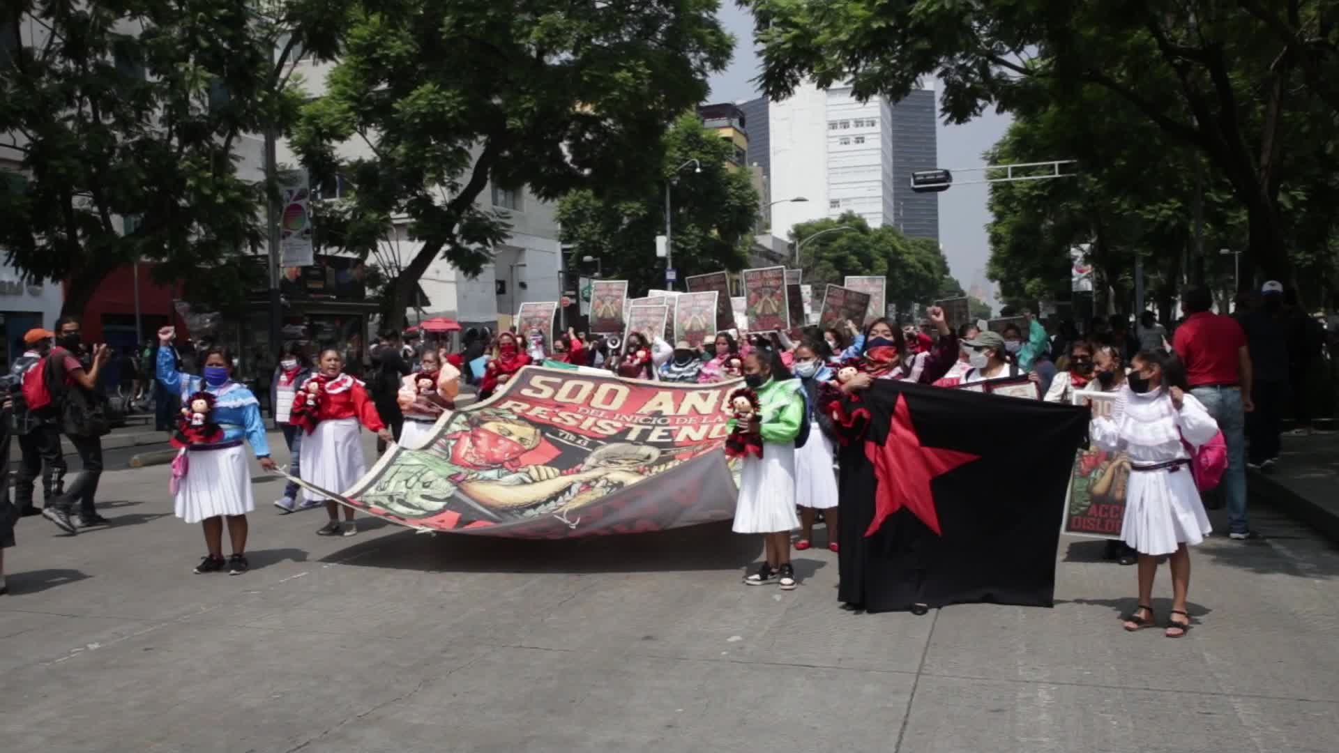 Protest for the commemoration of the 500 years of indigenous resistance