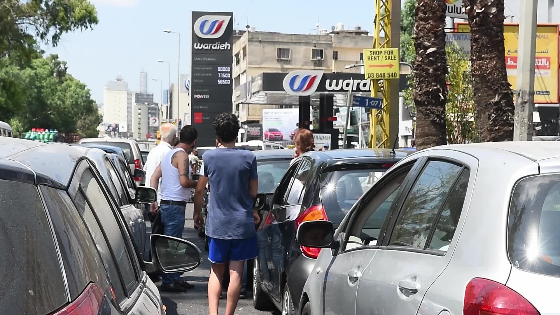 Queue for the petrol station in Beirut, Lebanon amid the economic crisis