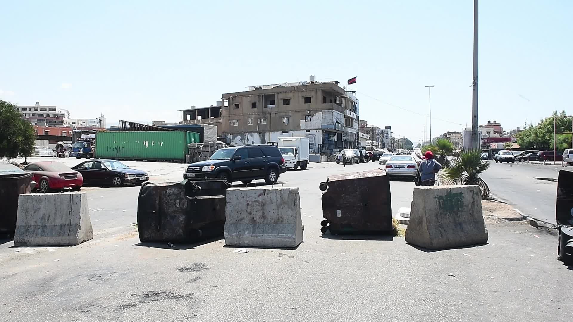 Road blockade in Beirut, Lebanon amid the economic crisis