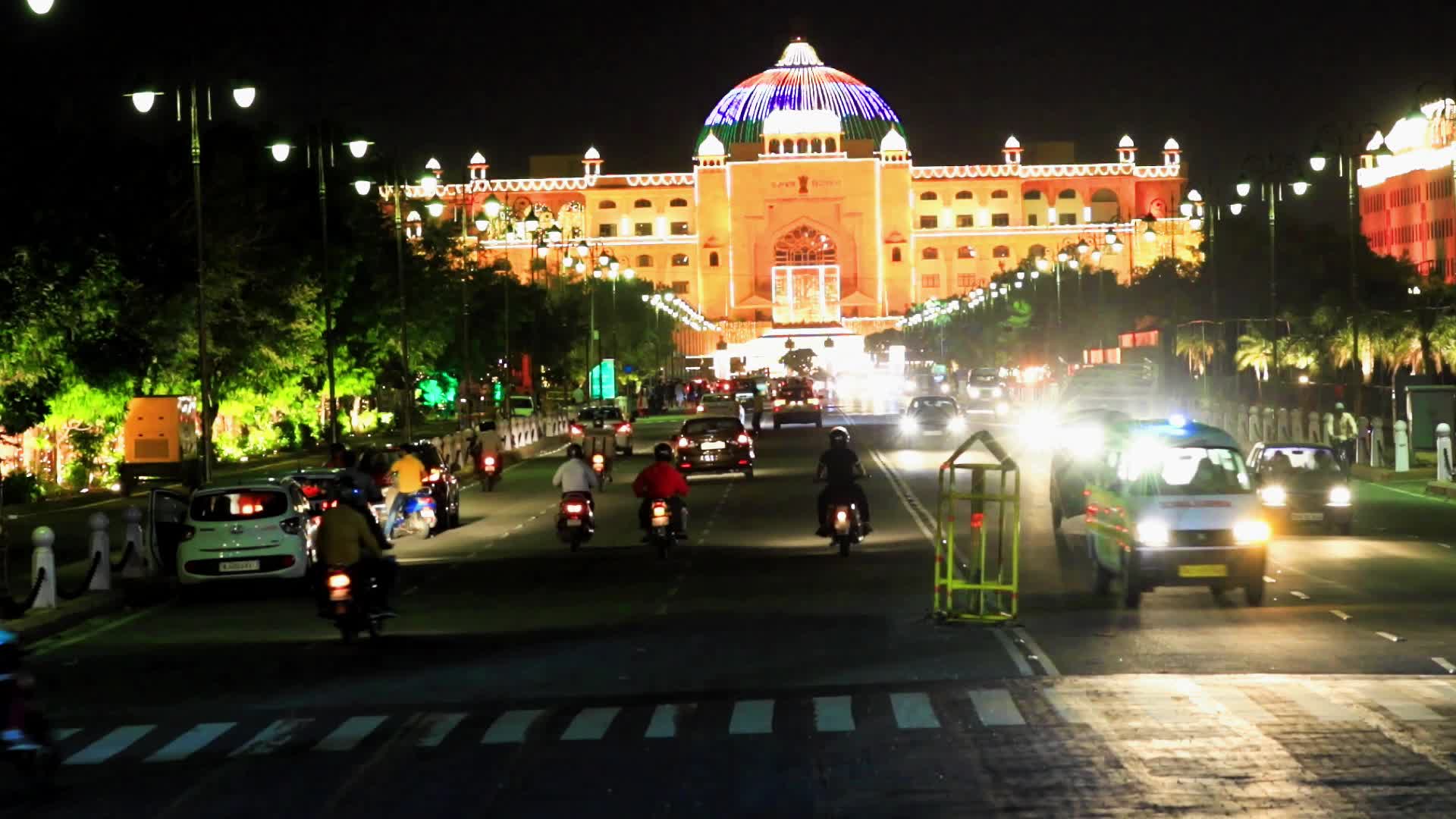 Illuminated Rajasthan Assembly In Jaipur