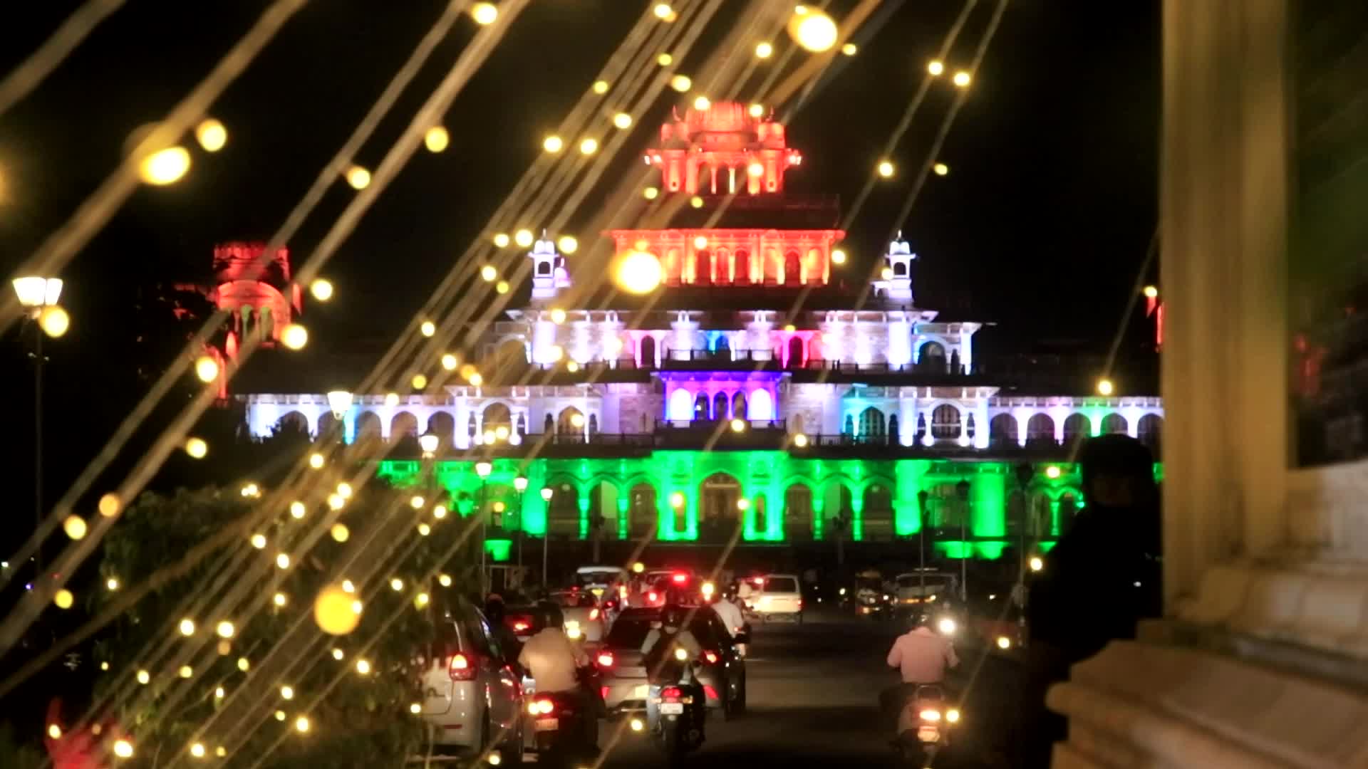 Illuminated Albert Hall Museum In Jaipur