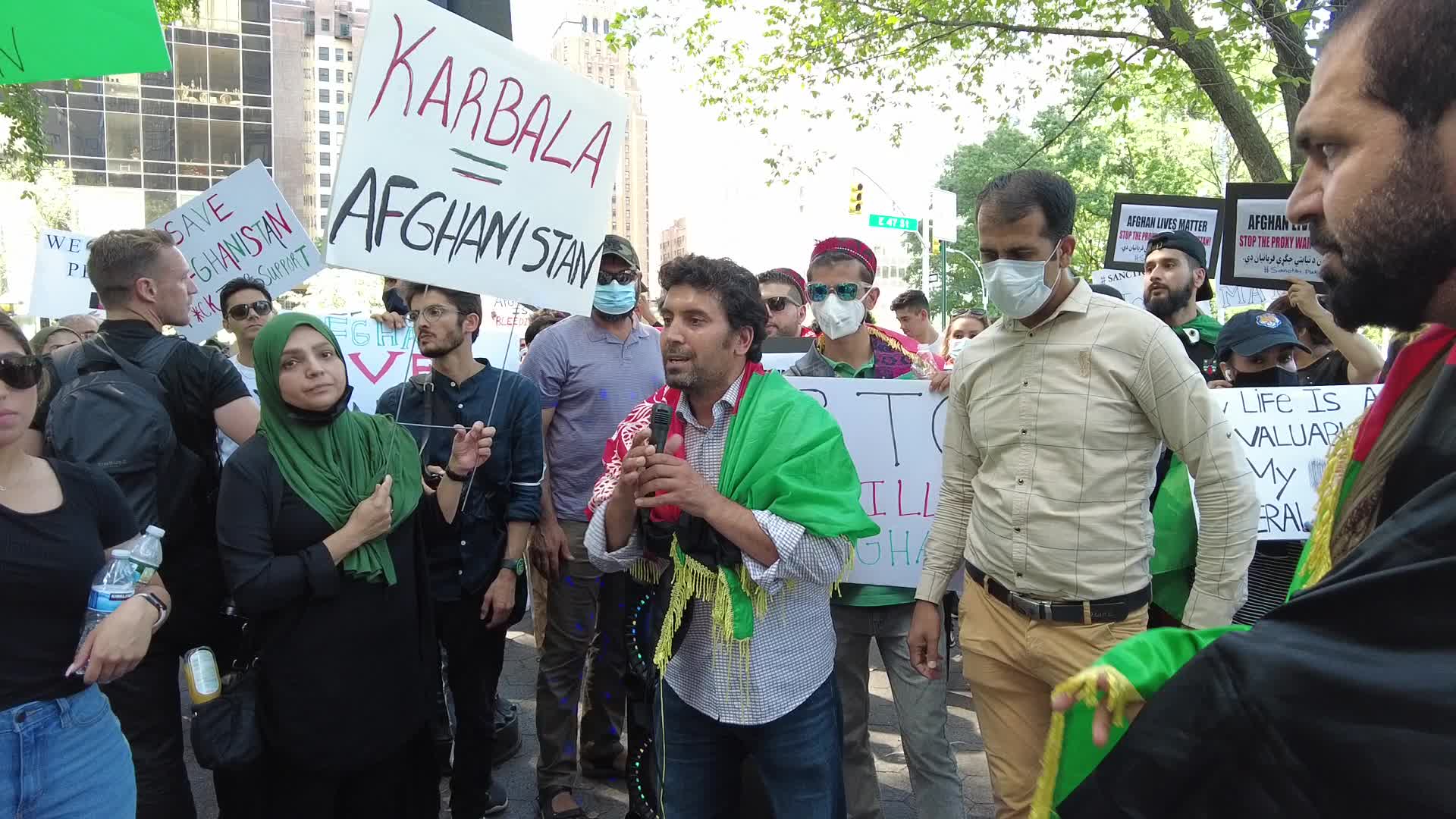 NY Hundreds Protest At The UN As Taliban Seize Kabul