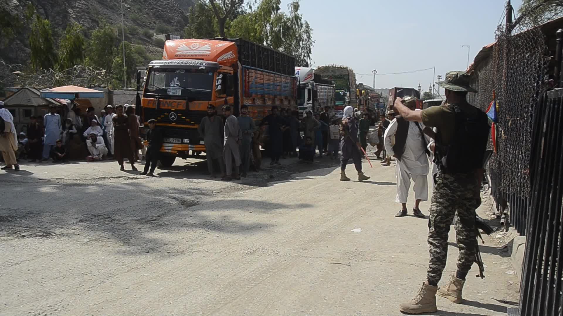 Taliban fighters and Pakistani soldiers are now guarding the Torkham crossing side-by-side