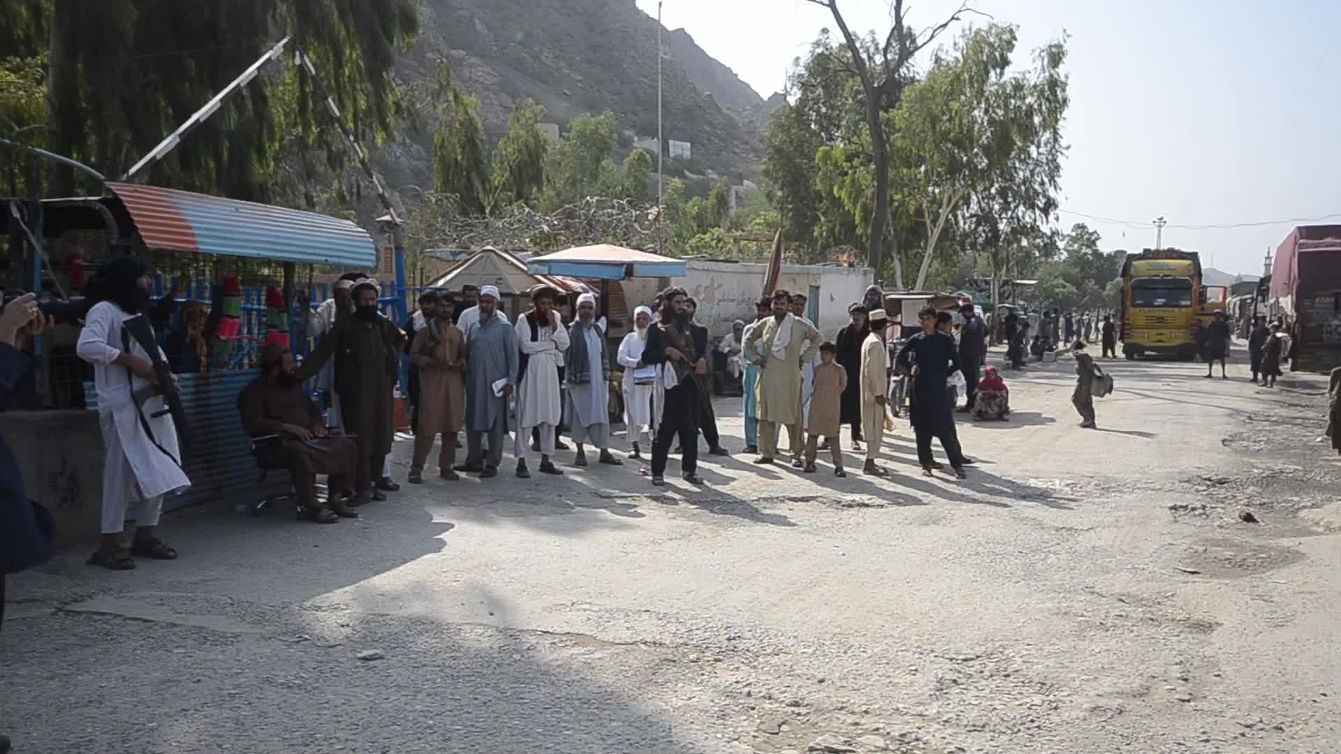 Taliban fighters and Pakistani soldiers are now guarding the Torkham crossing side-by-side