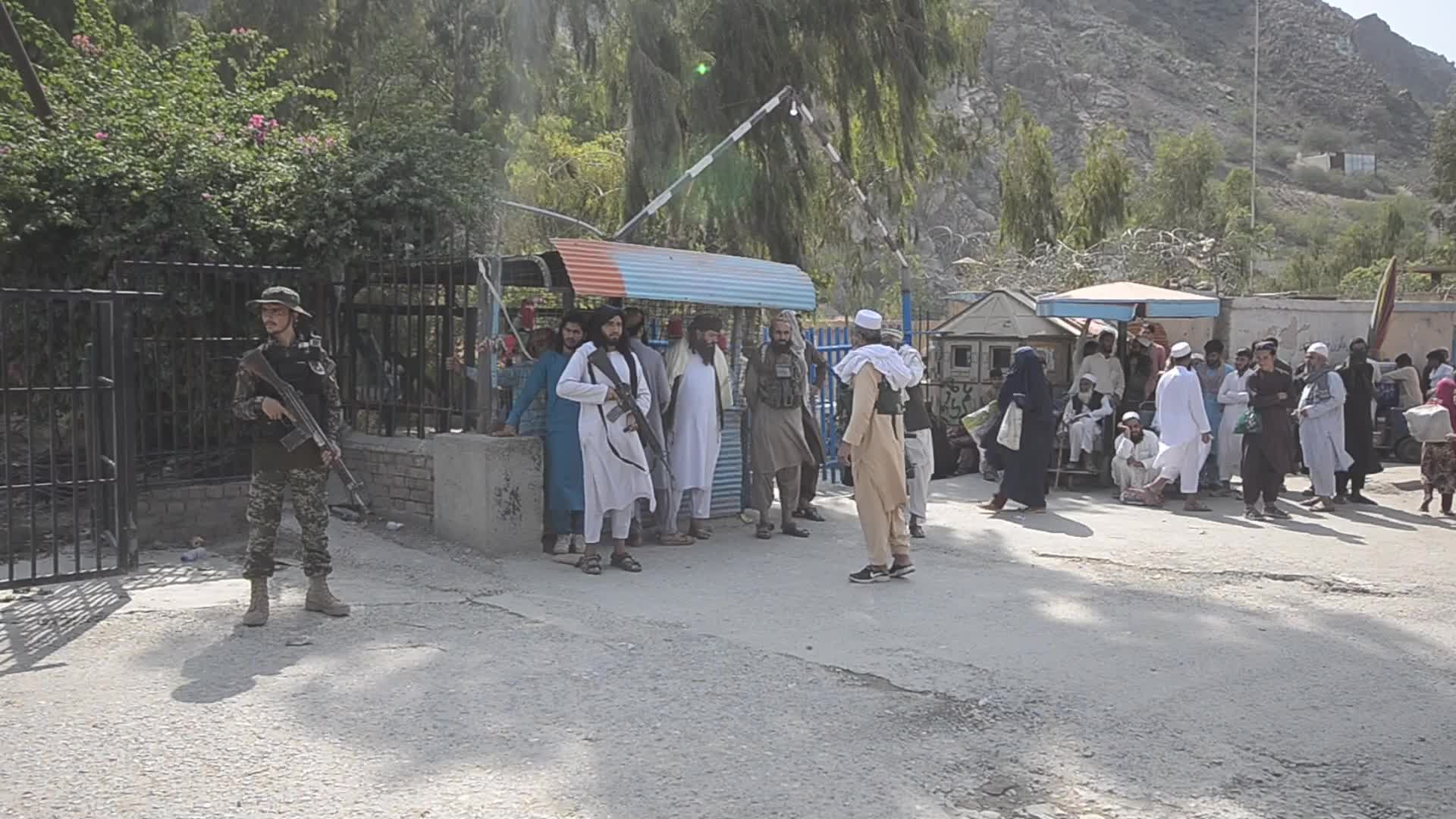 Taliban fighters and Pakistani soldiers are now guarding the Torkham crossing side-by-side