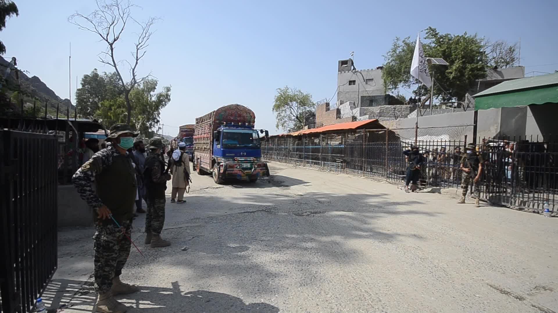 Taliban fighters and Pakistani soldiers are now guarding the Torkham crossing side-by-side