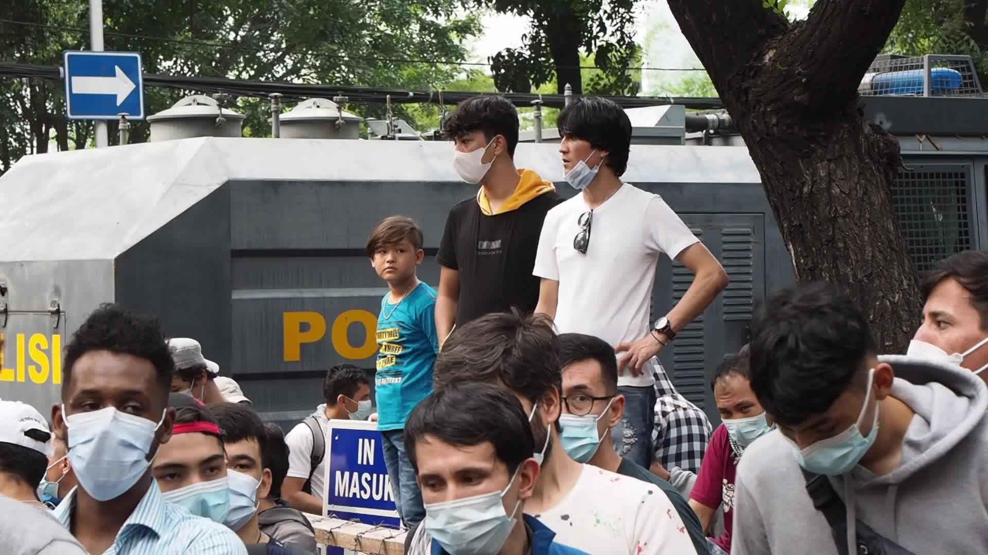 Hundreds of Afghan Refugees Protest in Jakarta