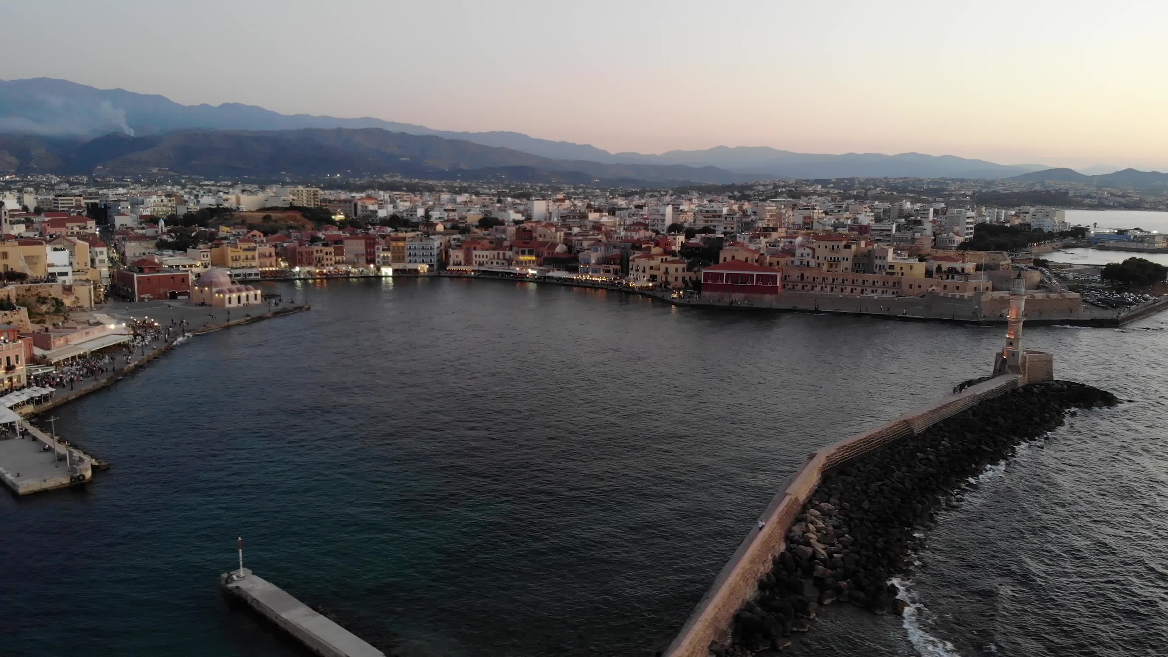 Aerial view of Chania town in Crete Island