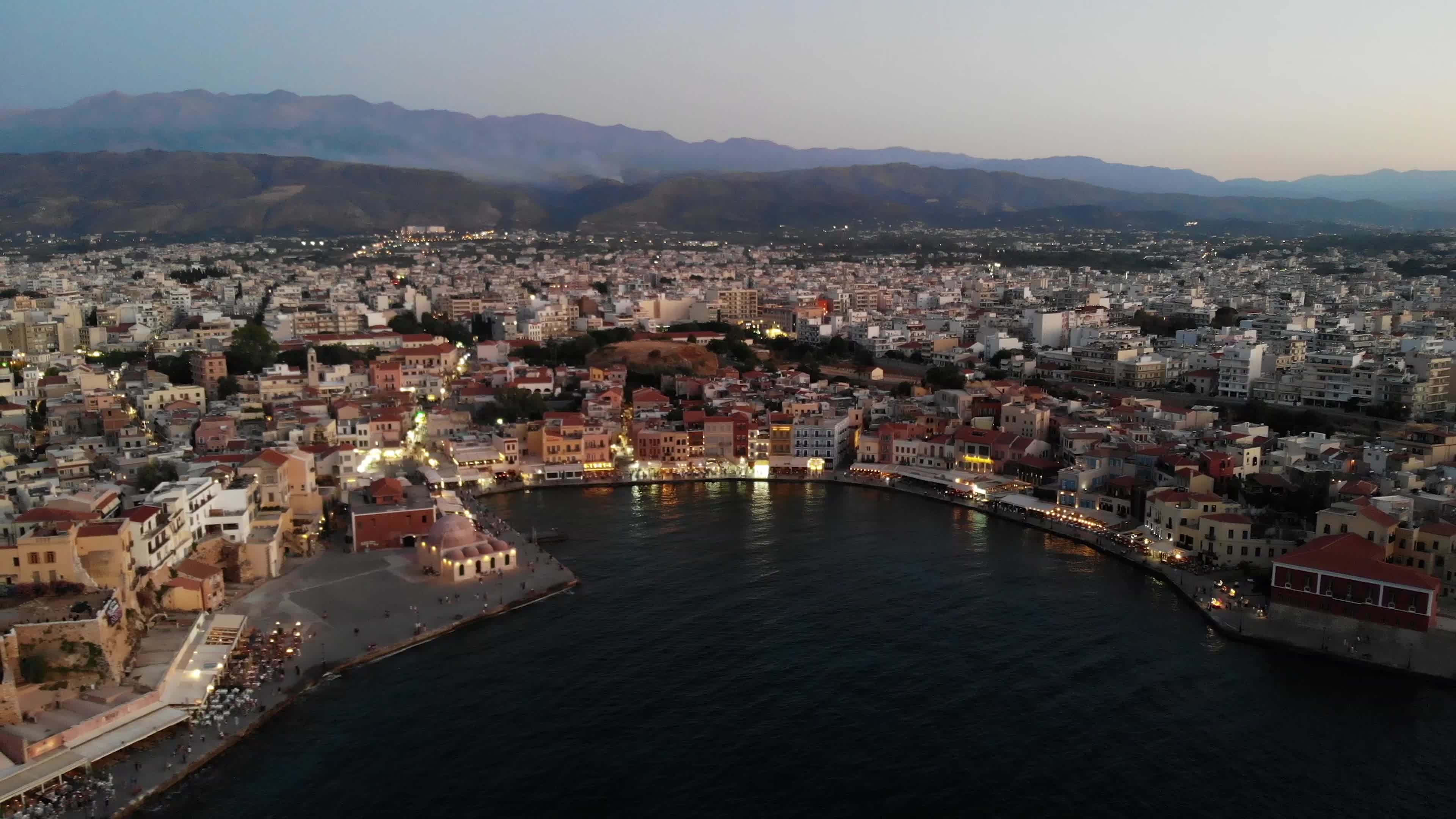 Aerial view of Chania town in Crete Island