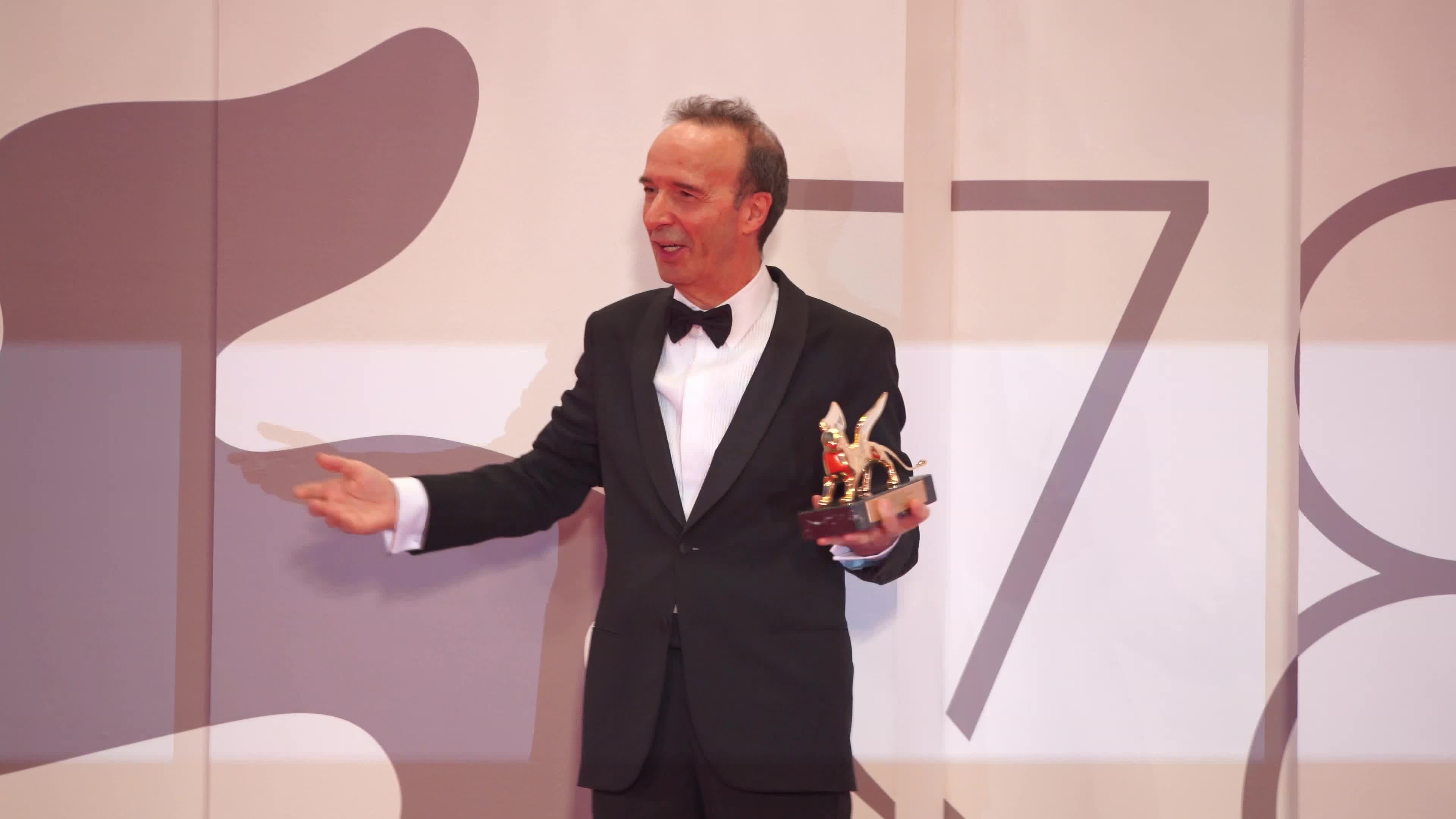Actor Roberto Benigni receives the Golden Lion at the Venice International Film Festival