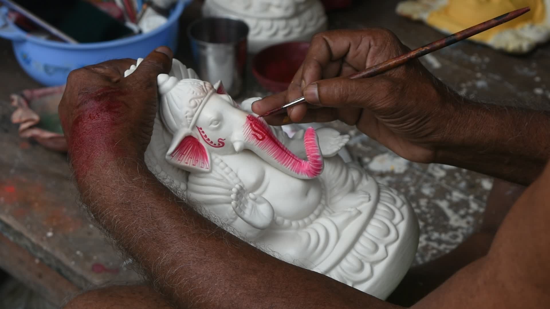 Ganesh Chaturthi preparation in Kolkata