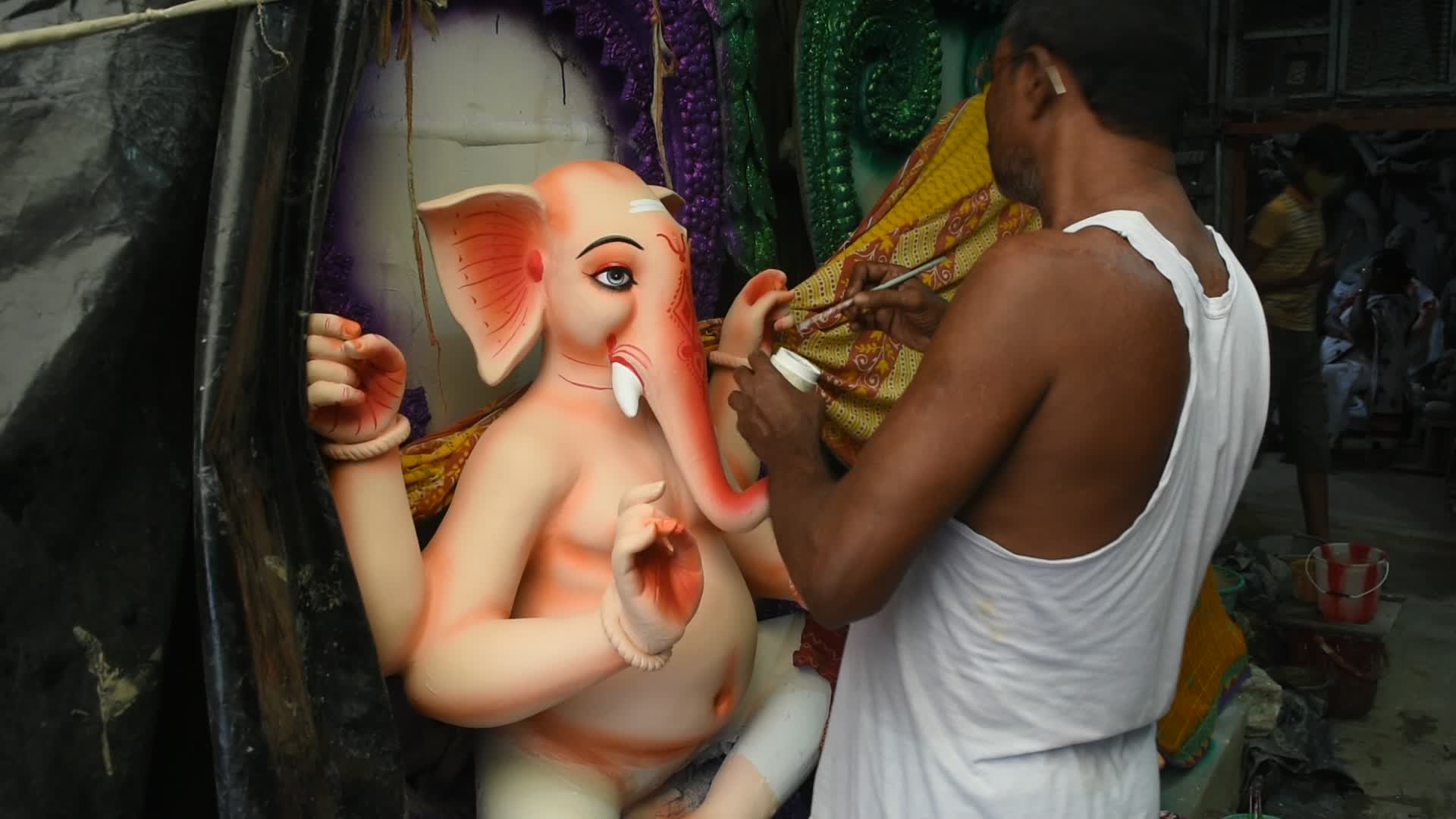 Ganesh Chaturthi preparation in Kolkata
