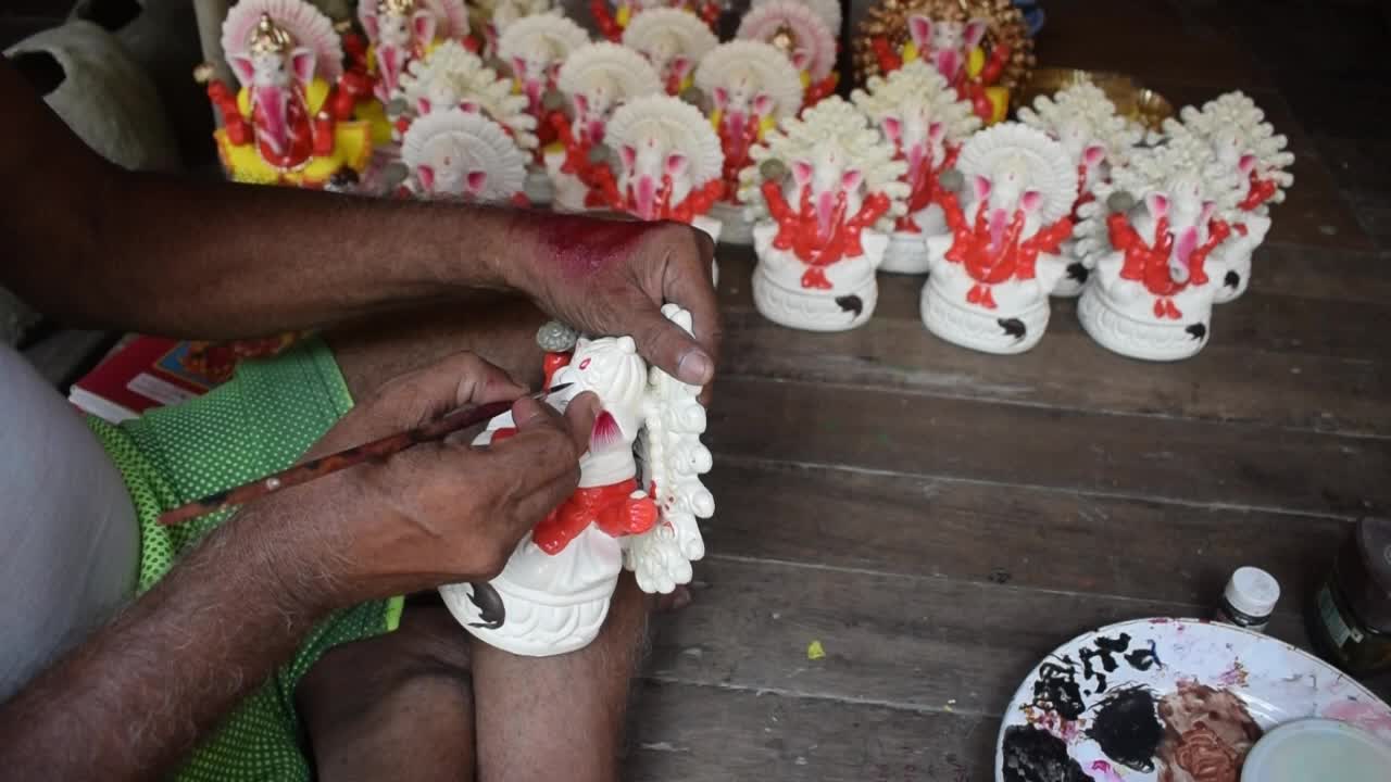 Preparation of Ganesh Chaturthi festival in India