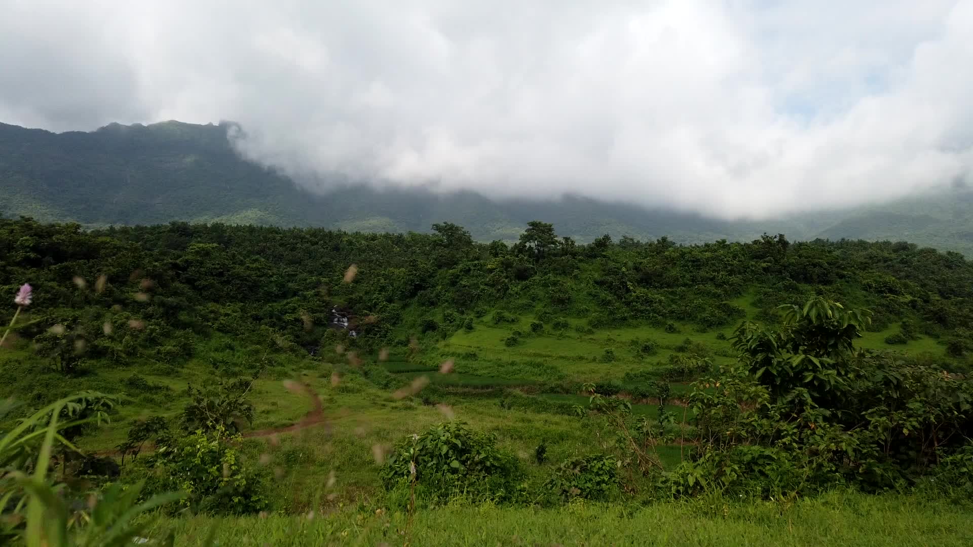 Mountains with a beautiful view after rain