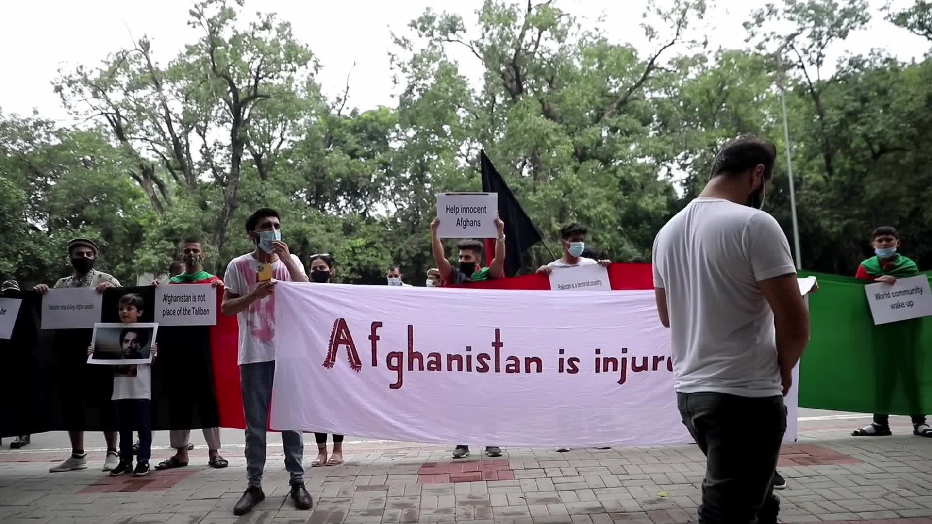 Afghan Nationals protest against Pakistan in India