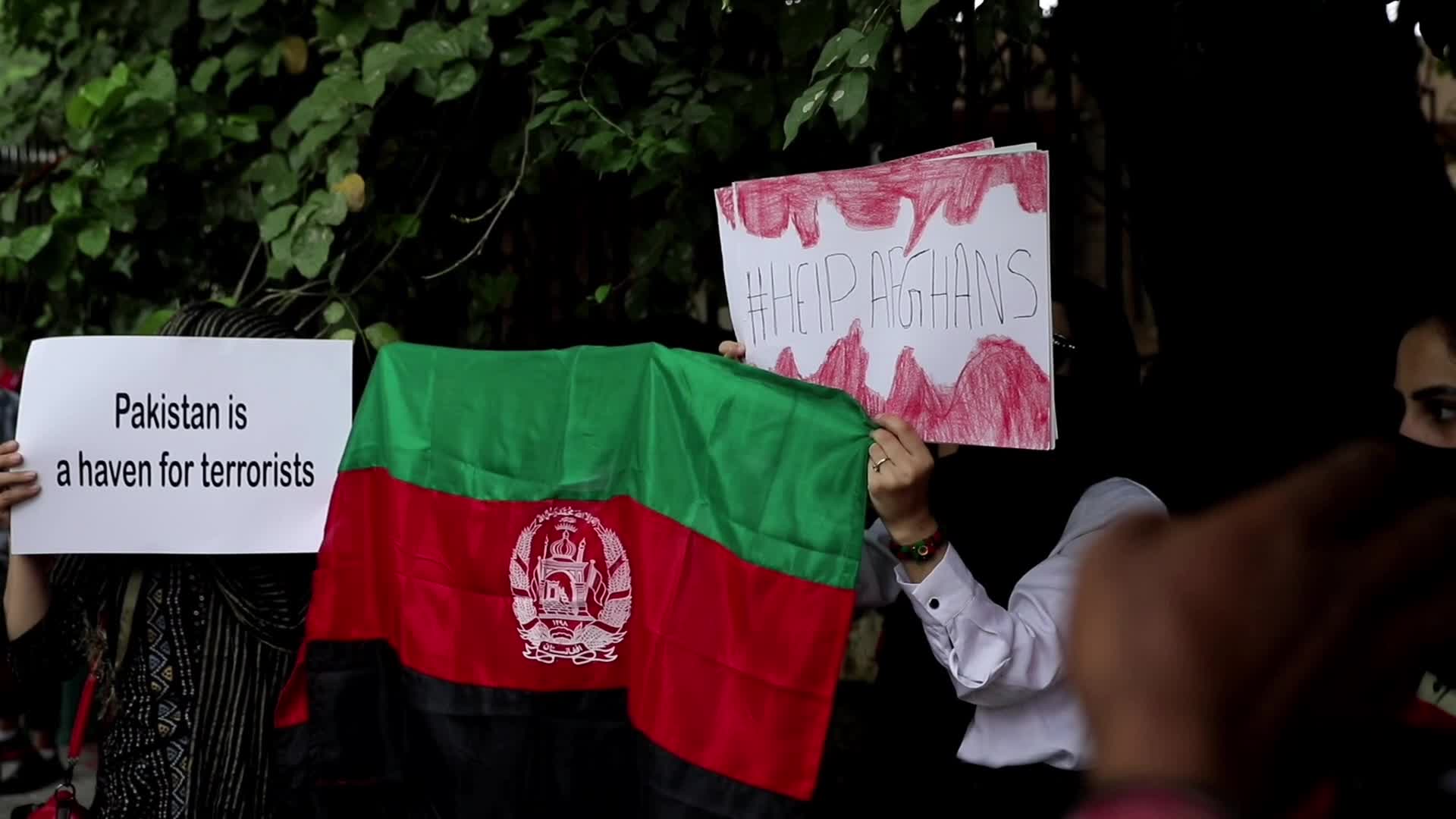 Afghan Nationals protest against Pakistan in India