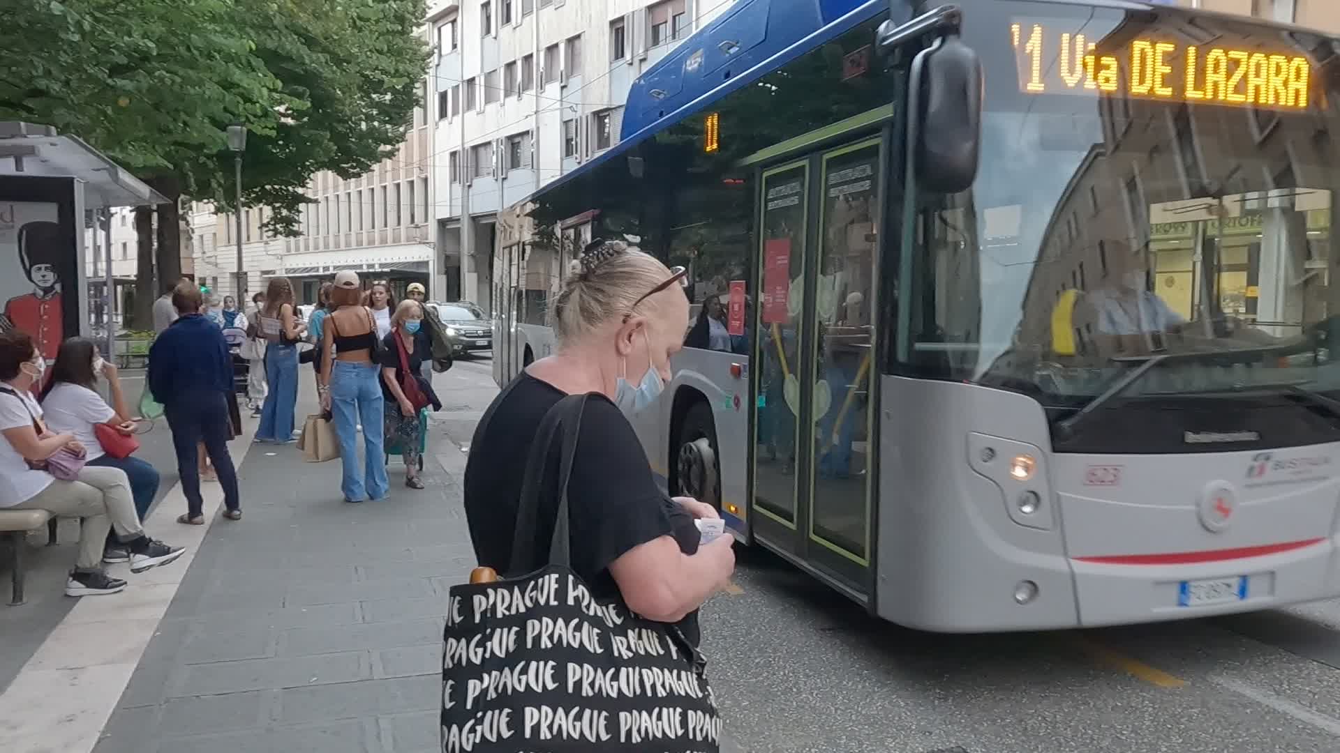 Citizens who take a bus on the Riviera dei Ponti Romani in Padua