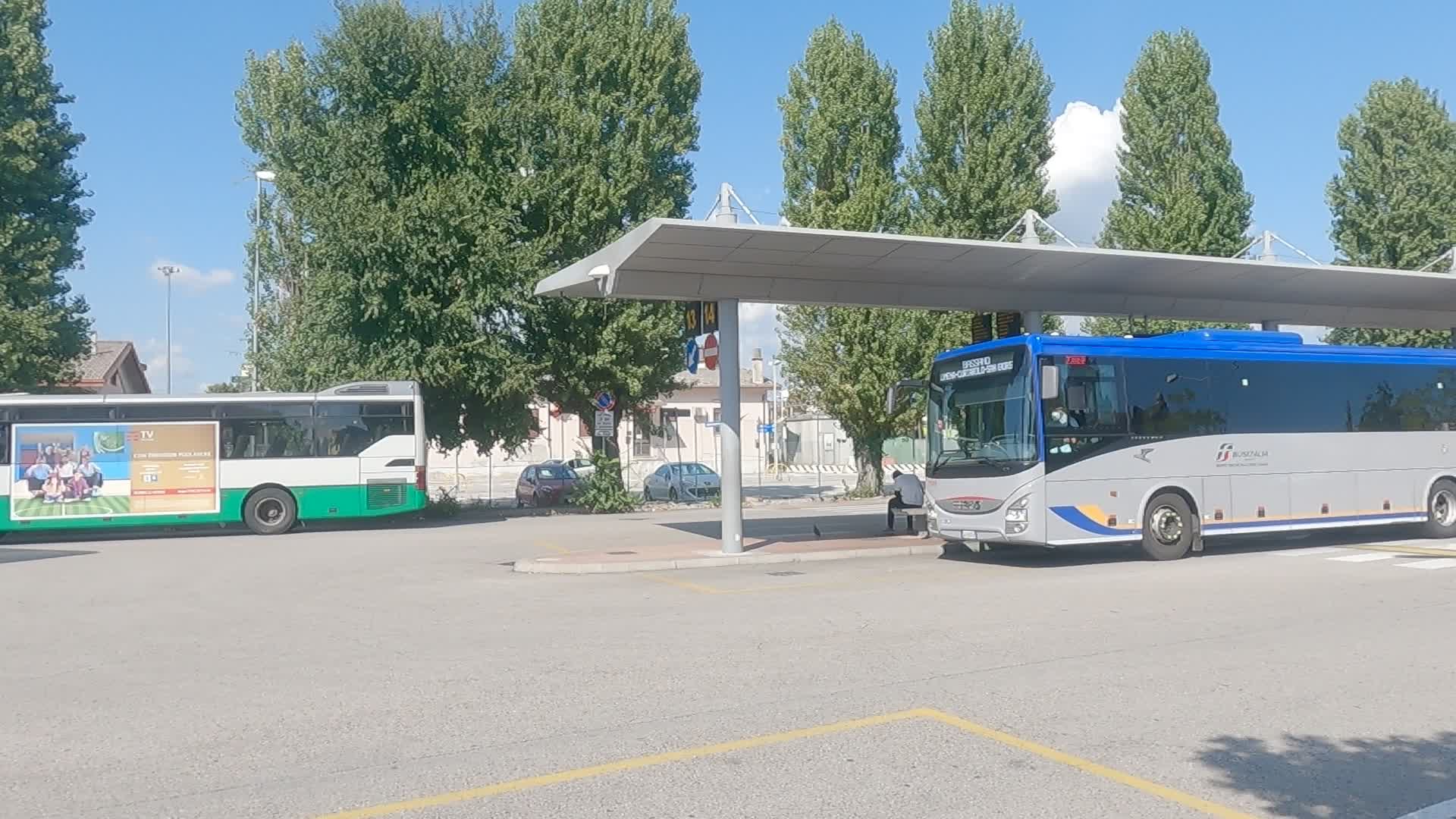 Departure of buses from Padua station