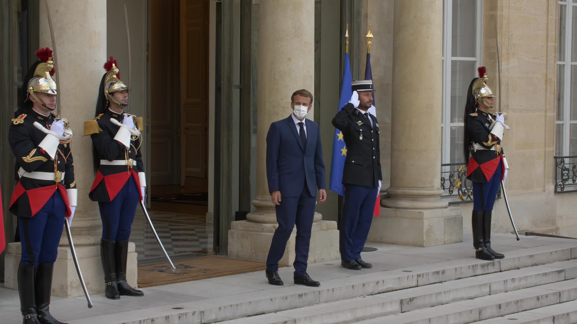 French President Emmanuel Macron Hosts German Chancellor Angela Merkel At Elysee Palace