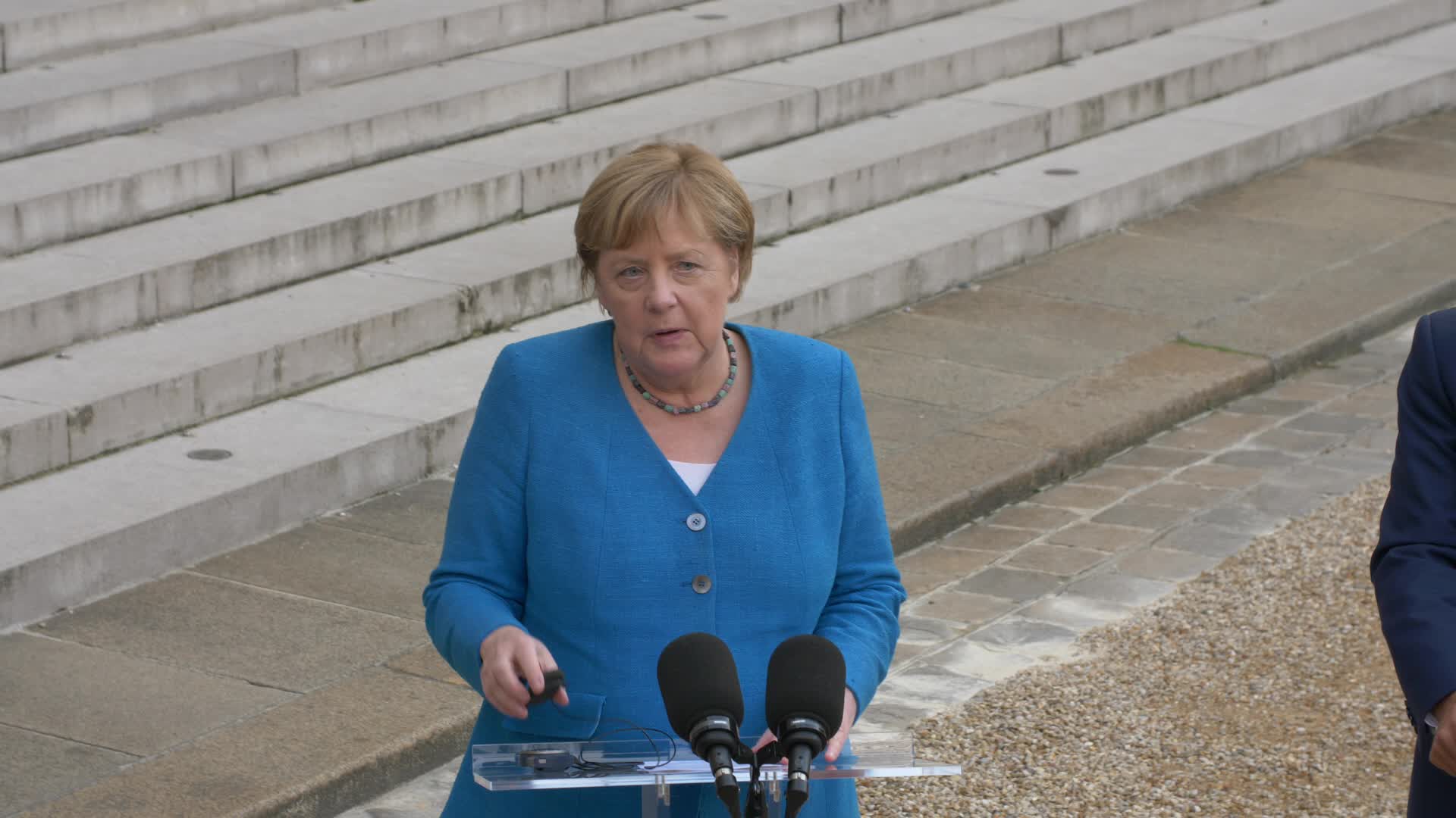 French President Emmanuel Macron Hosts German Chancellor Angela Merkel At Elysee Palace