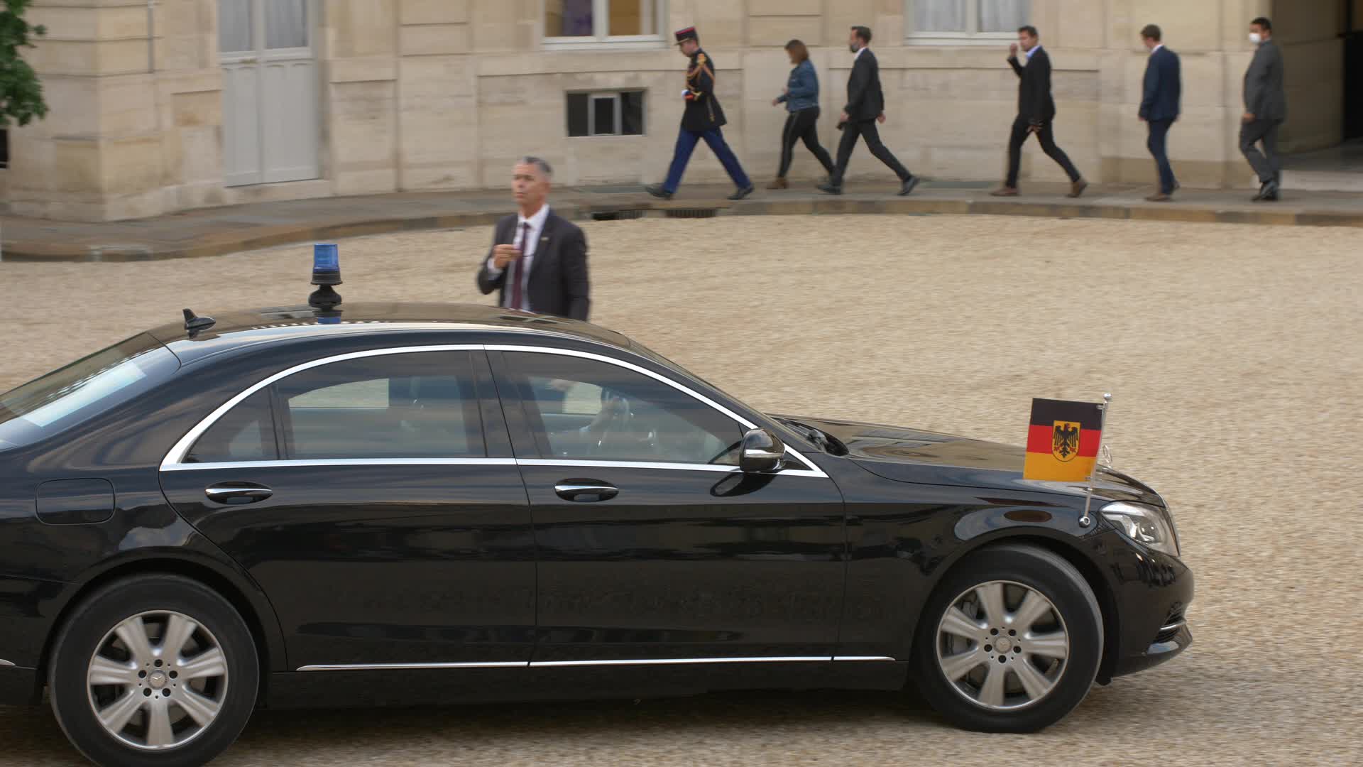 French President Emmanuel Macron Hosts German Chancellor Angela Merkel At Elysee Palace